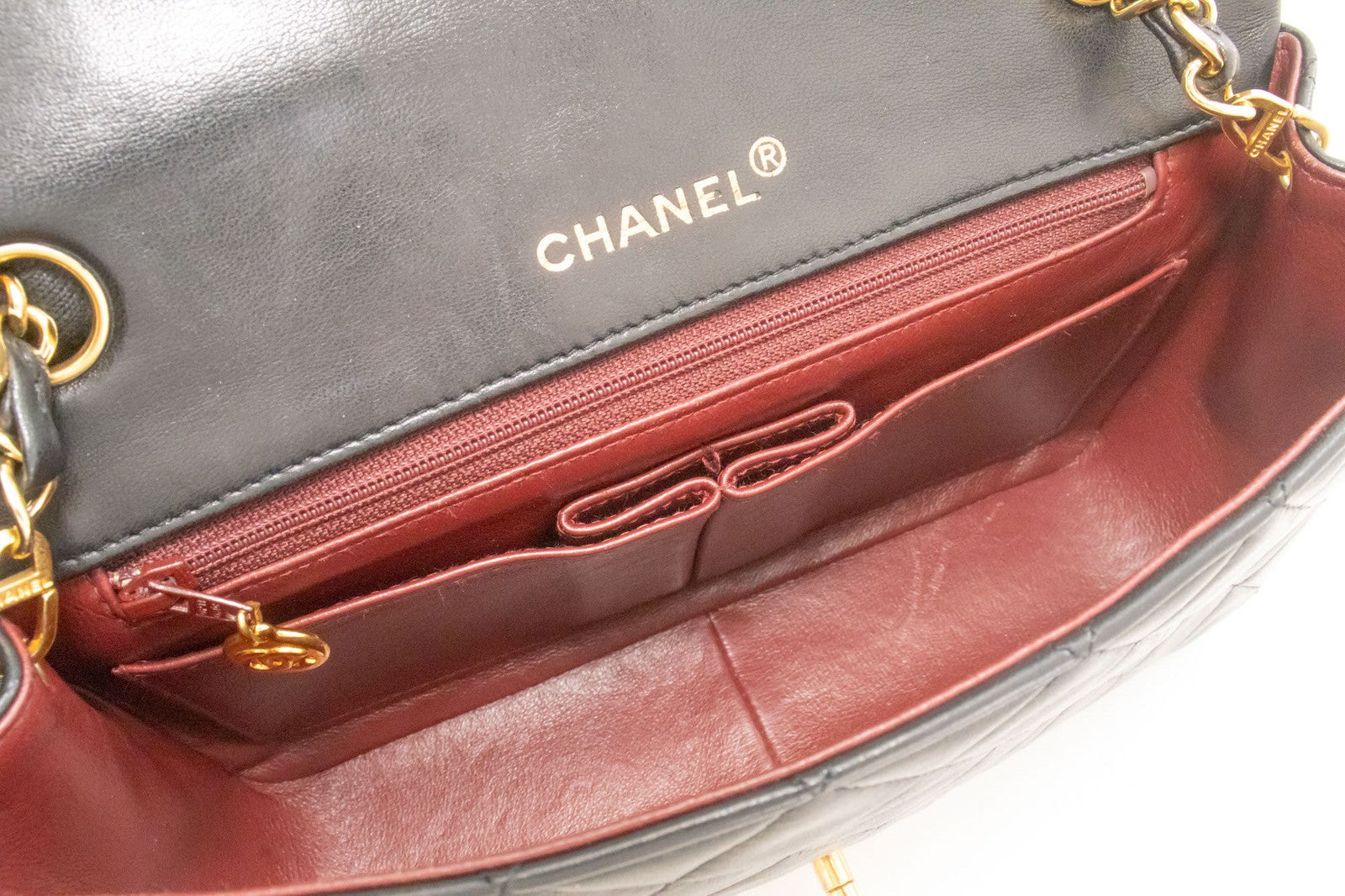 Chanel Vintage Full Flap Quilted Lambskin Black Leather Shoulder Bag Bag (Pre-Owned)