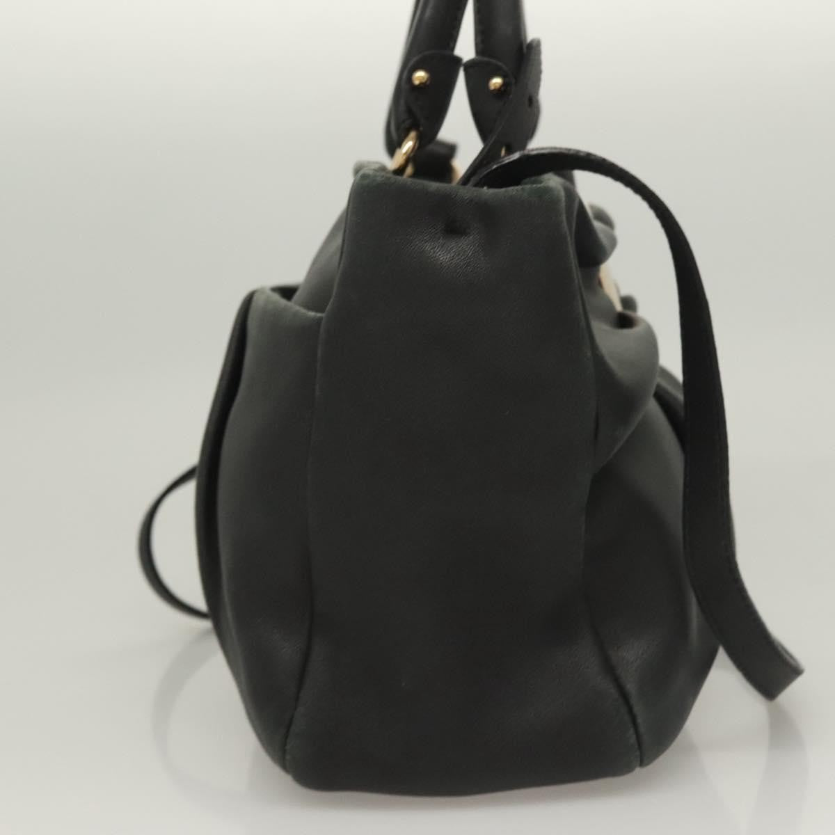 Salvatore Ferragamo Vala Leather Black Leather Handbag (Pre-Owned)