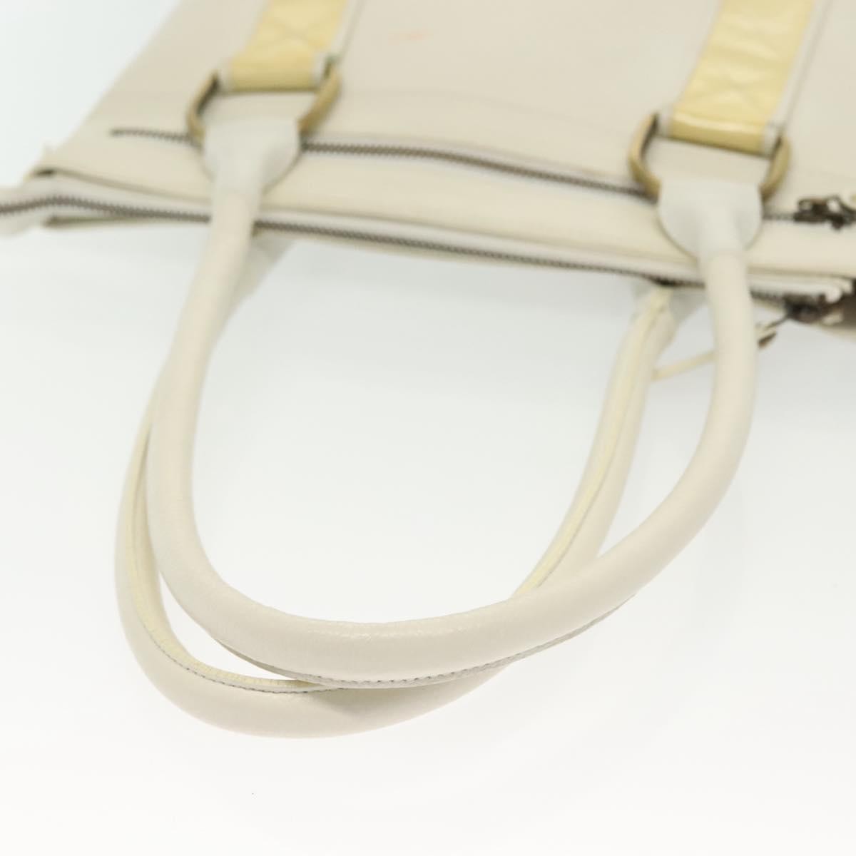 Burberry Vintage Tote Leather White Leather Tote Bag Bag (Pre-Owned)