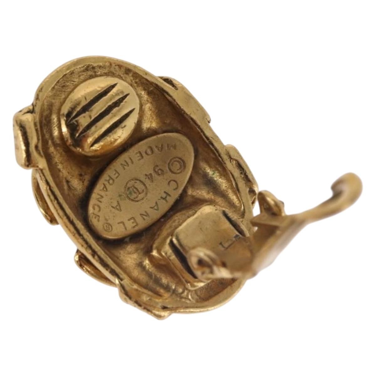 Chanel Cc Clip On Metal Gold Metal Earrings Jewelry (Pre-Owned)