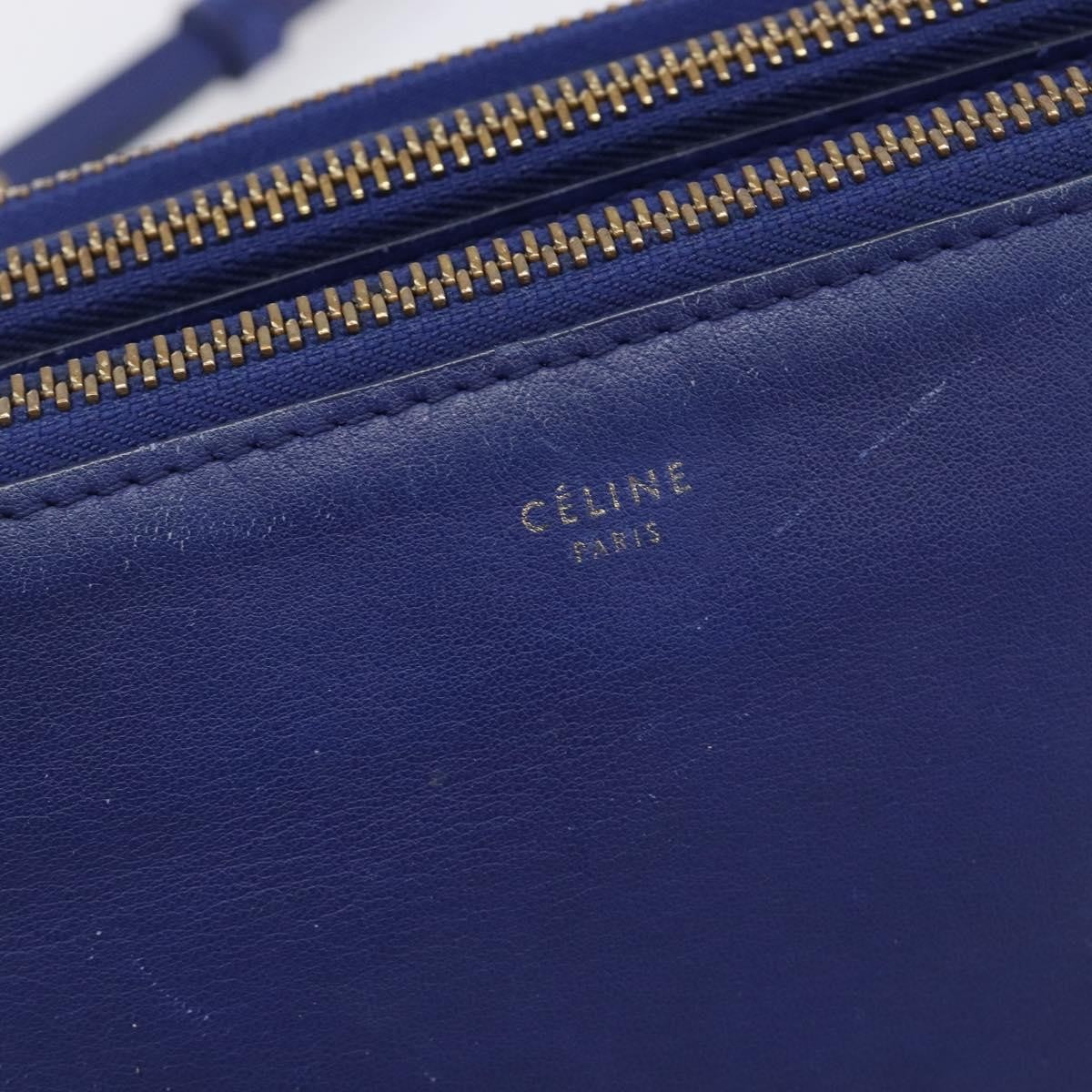 Celine Trio Leather Blue Leather Crossbody Bag Bag (Pre-Owned)