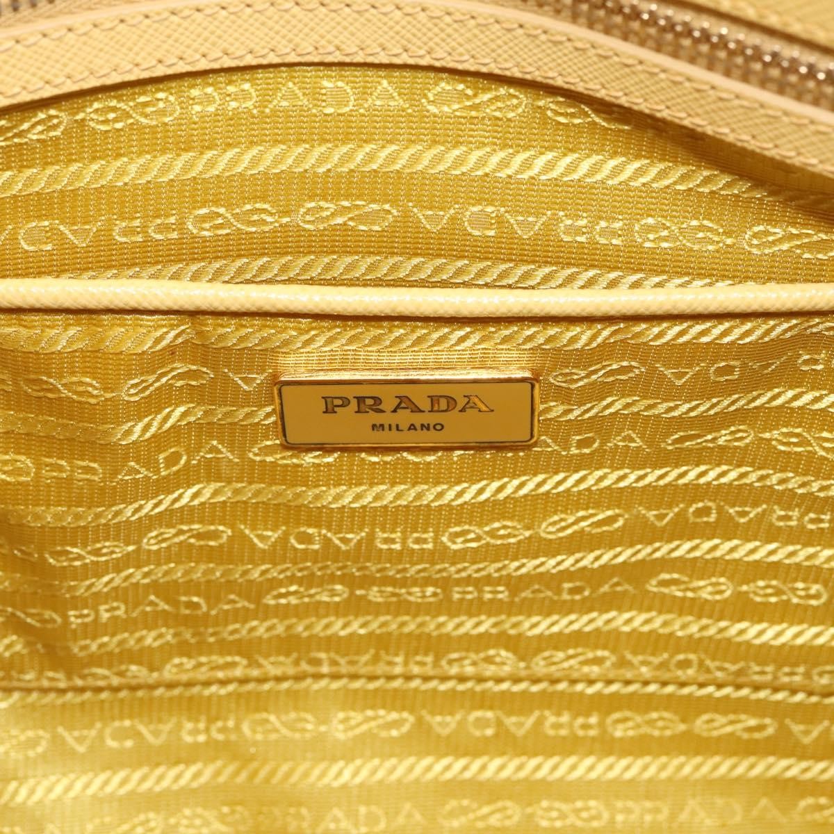 Prada Promenade Saffiano Leather Yellow Leather Handbag (Pre-Owned)