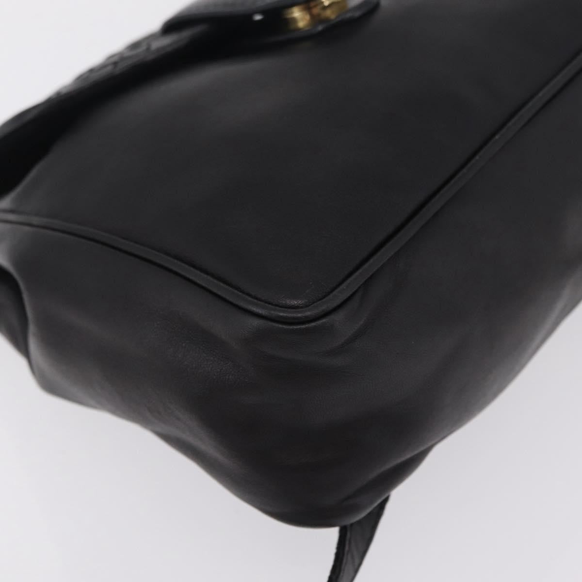 Bottega Veneta Backpack Leather With Intrecciato Black Leather Backpack Bag (Pre-Owned)