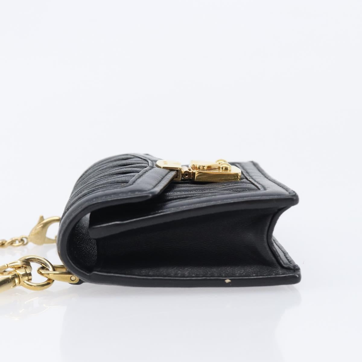 Miu Miu Biker Chain Matelasse Leather Black Leather Shoulder Bag Bag (Pre-Owned)