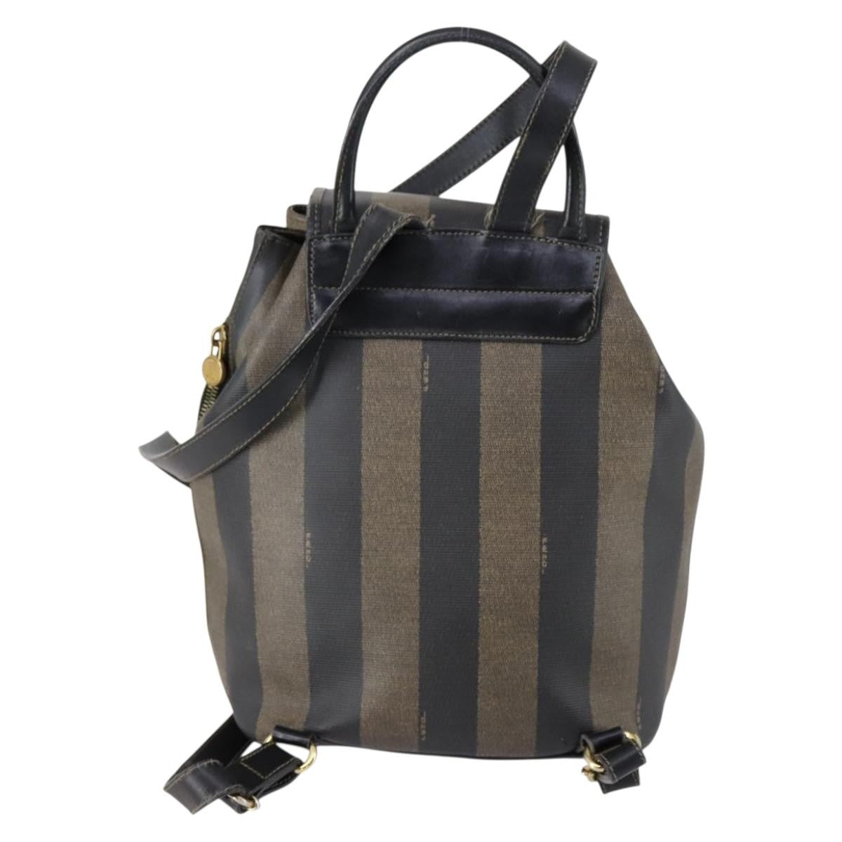 Fendi Pequin Front Pocket Coated Canvas Brown Pvc Backpack Bag (Pre-Owned)