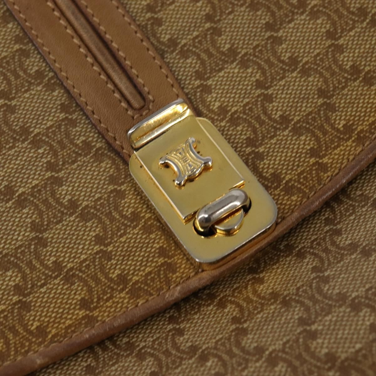 Celine Vintage Macadam Canvas And Leather Beige Canvas Shoulder Bag Bag (Pre-Owned)