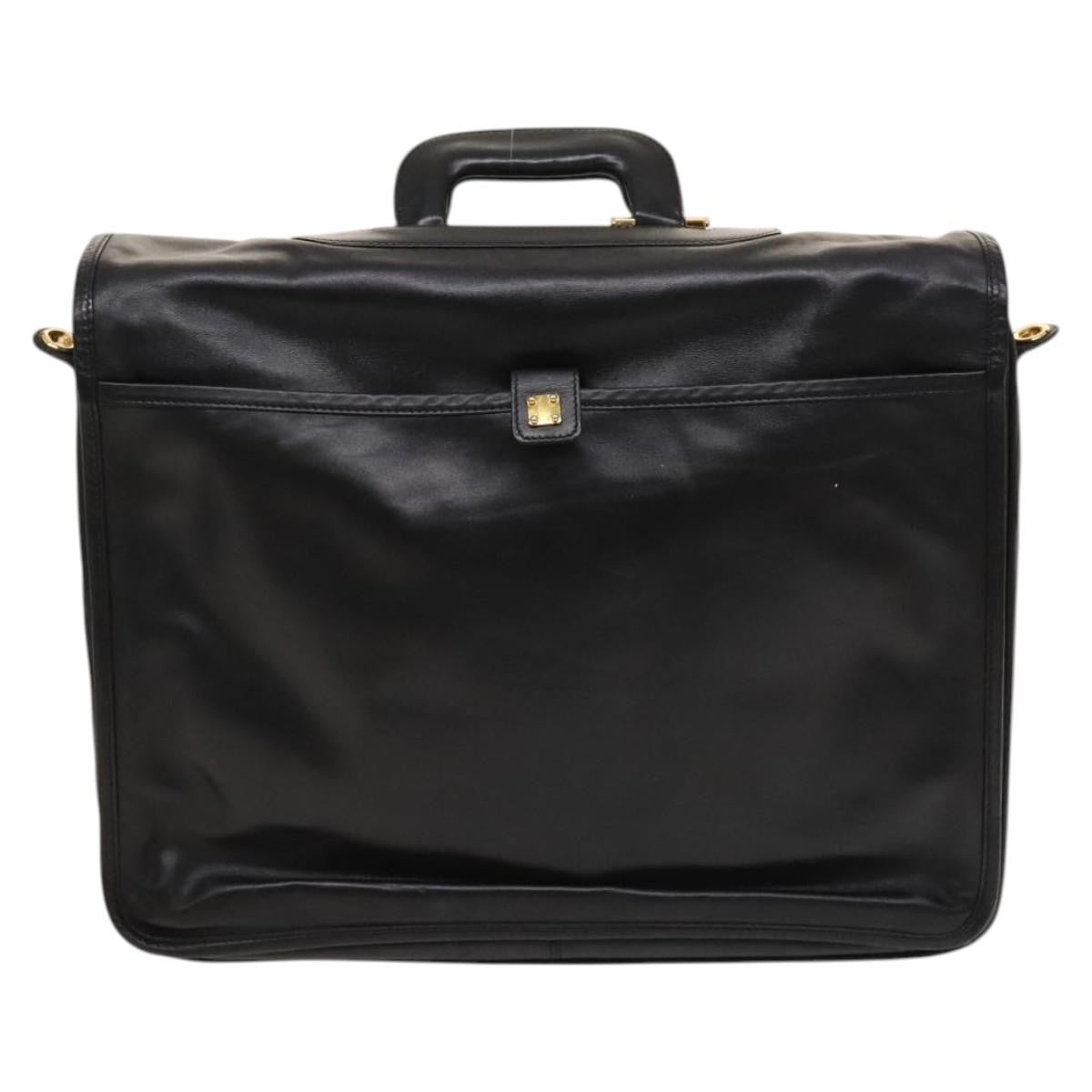 Loewe Anagram Business Leather Black Leather Briefcase Bag (Pre-Owned)