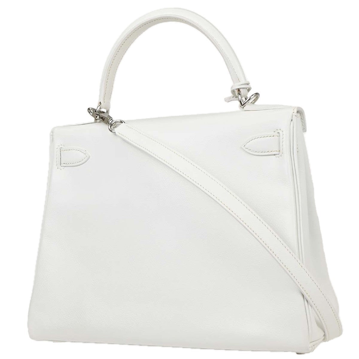 Hermes Kelly White Epsom With Palladium Hardware White Leather Handbag (Pre-Owned)