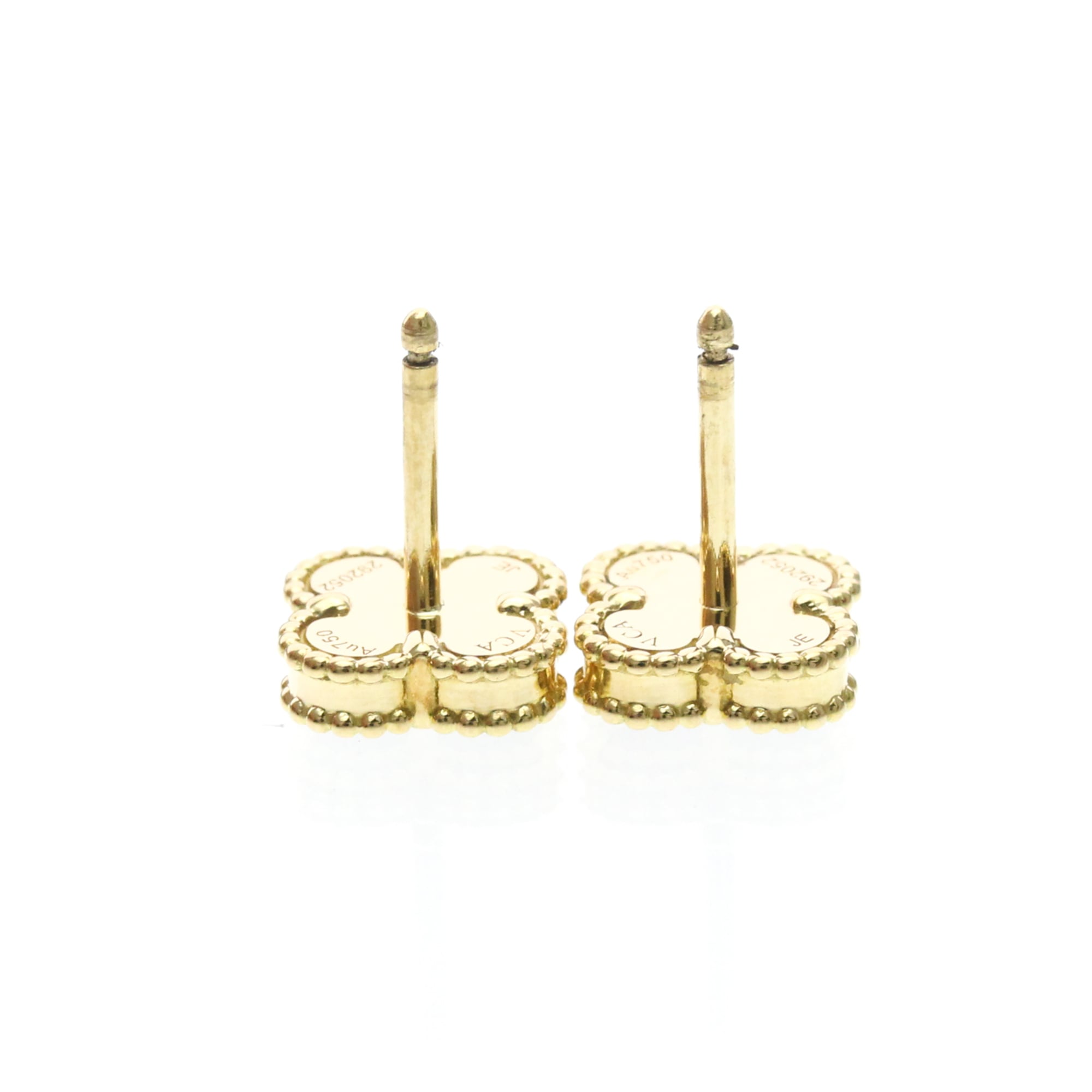 Van Cleef & Arpels Sweet Alhambra Stud 18K Yellow Gold And Onyx Gold Yellow_Gold Earrings Jewelry (Pre-Owned)