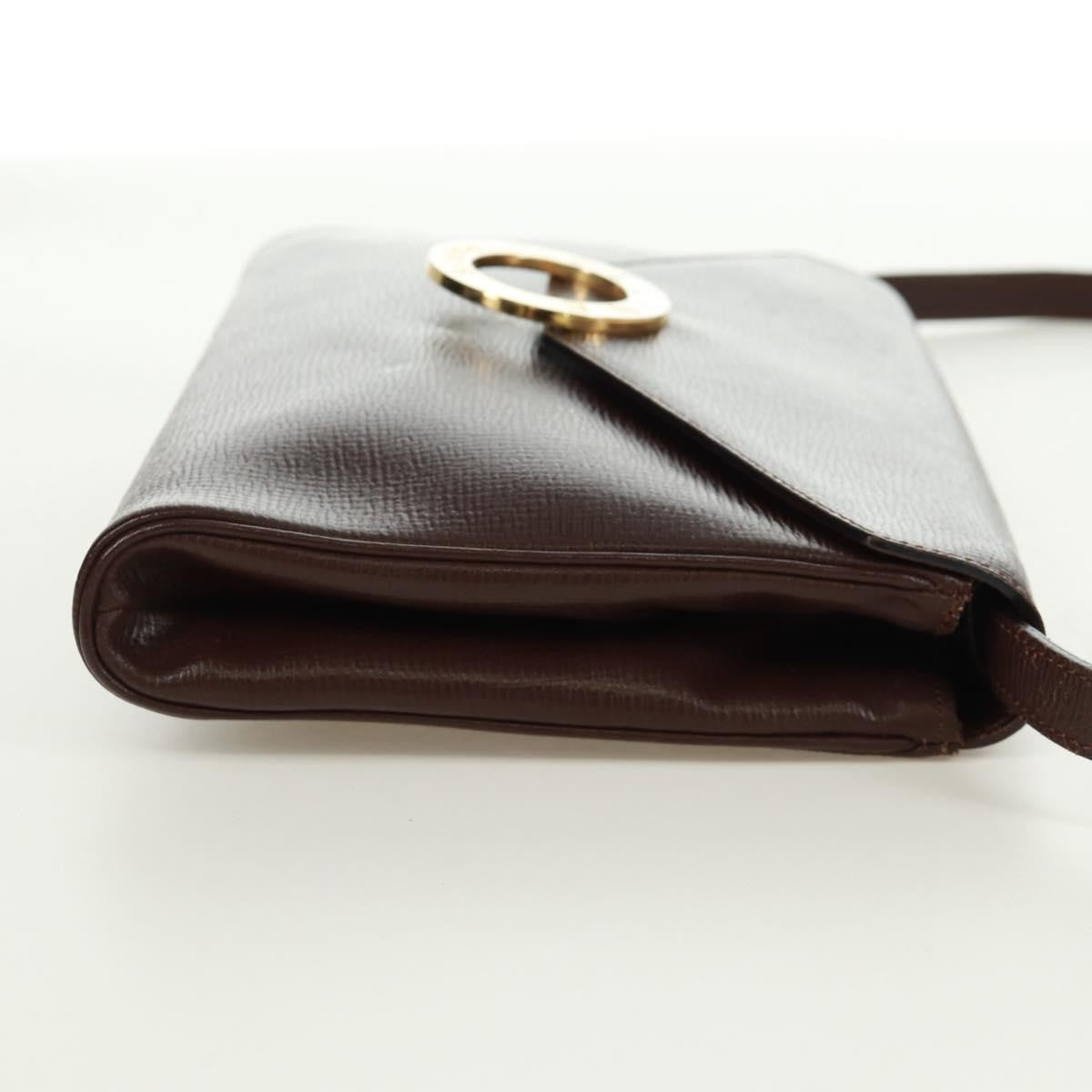 Celine Circle Logo Leather Brown Leather Shoulder Bag Bag (Pre-Owned)