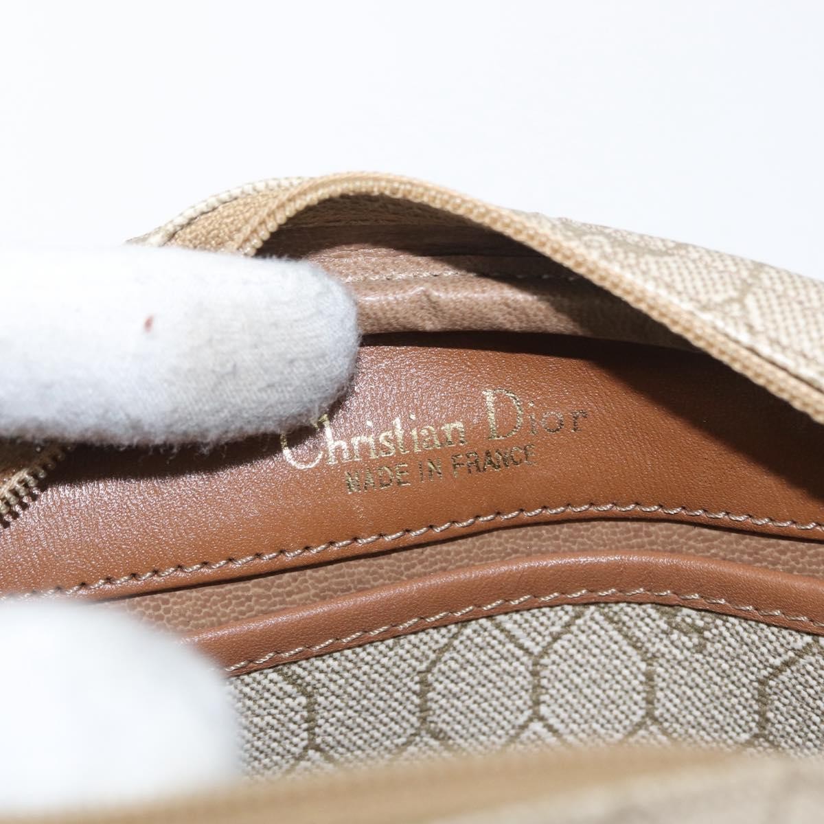 Christian Dior Vintage Honeycomb Canvas And Leather Beige Canvas Shoulder Bag Bag (Pre-Owned)
