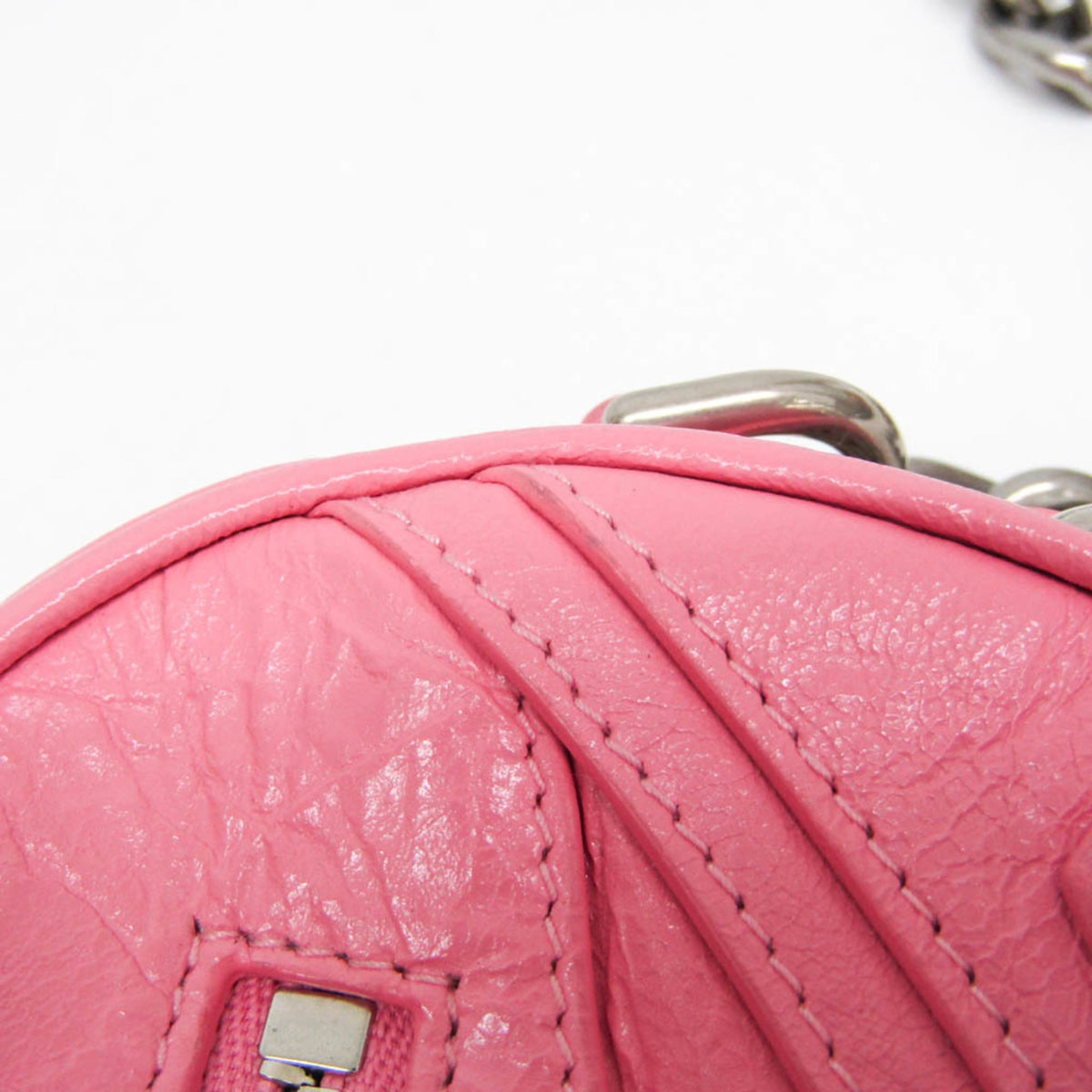 Balenciaga Le Cagole Giant Studs Heart Chain Leather Pink Leather Handbag (Pre-Owned)