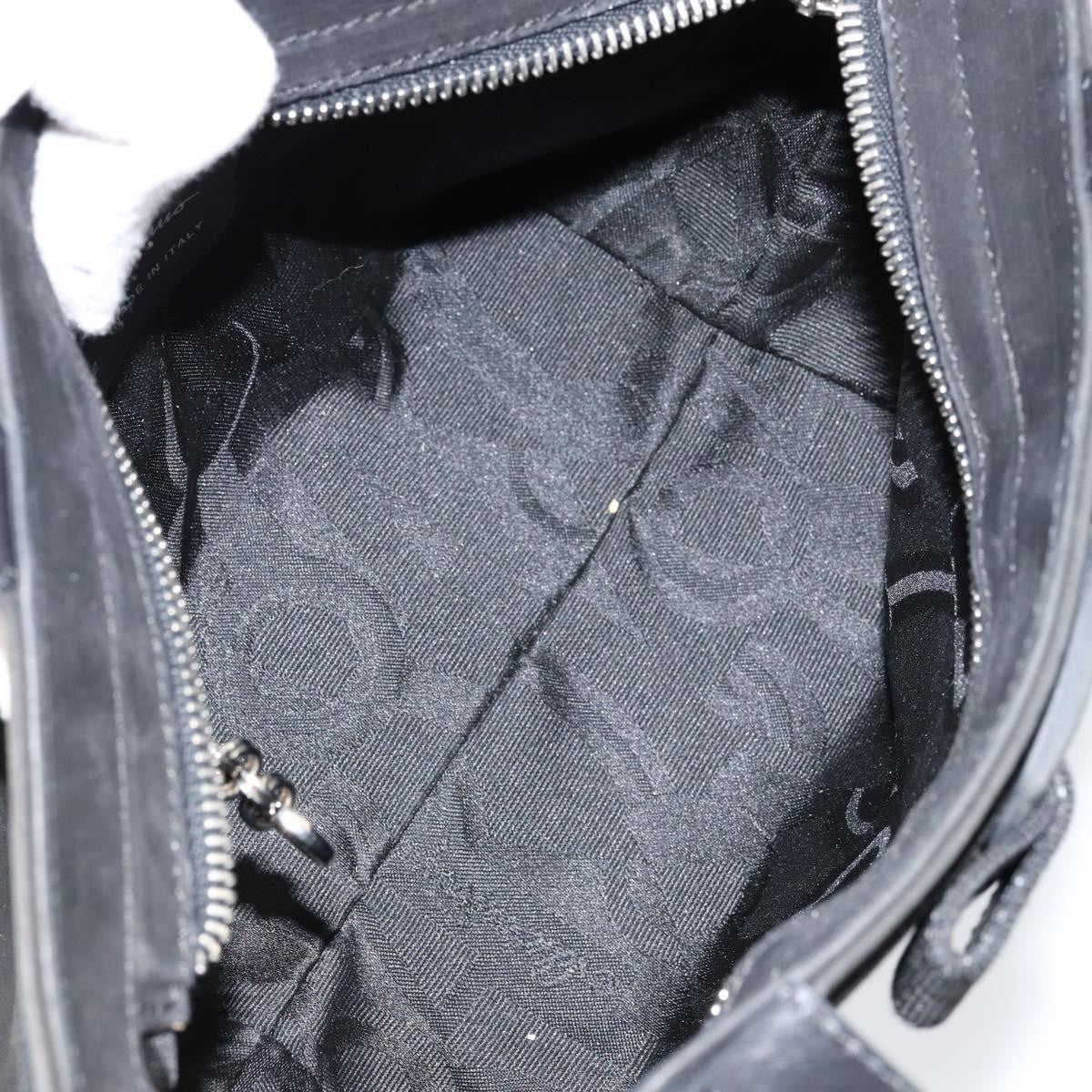 Salvatore Ferragamo Vala Suede Black Suede Handbag (Pre-Owned)