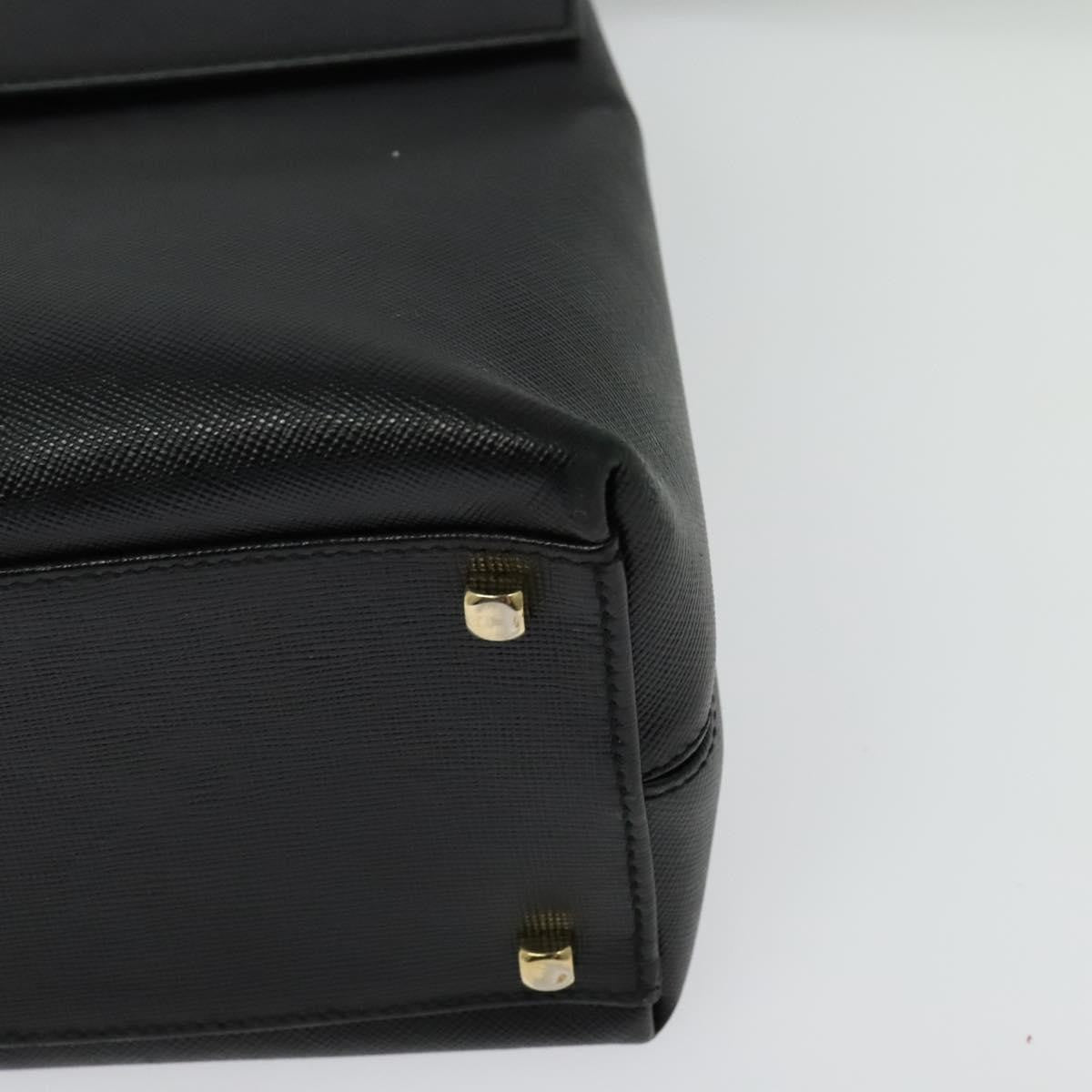 Salvatore Ferragamo Gancini Convertible Top Handle Leather Black Leather Handbag (Pre-Owned)