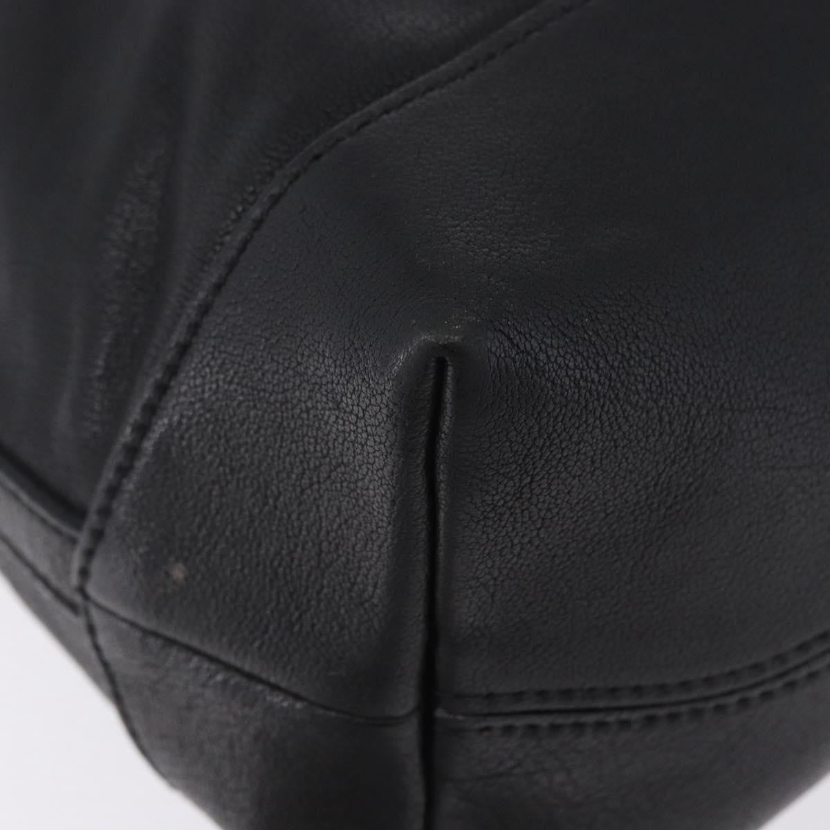Miu Miu Zip Front Pocket Shopping Tote Leather Black Leather Shoulder Bag Bag (Pre-Owned)