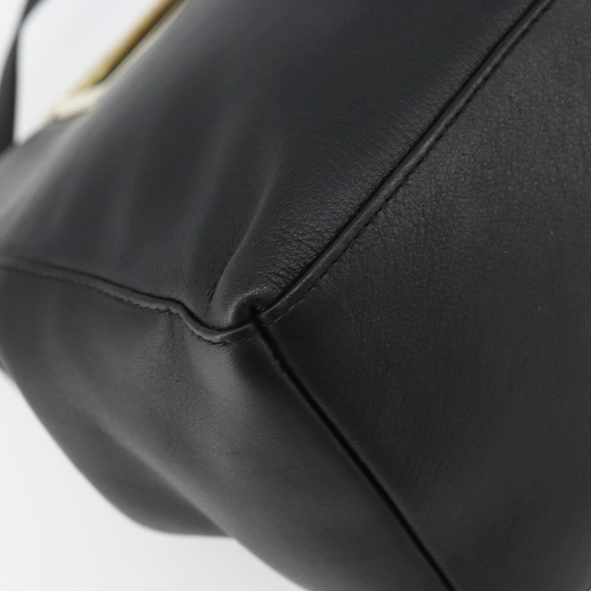 Salvatore Ferragamo Gancini Leather Black Leather Shoulder Bag Bag (Pre-Owned)