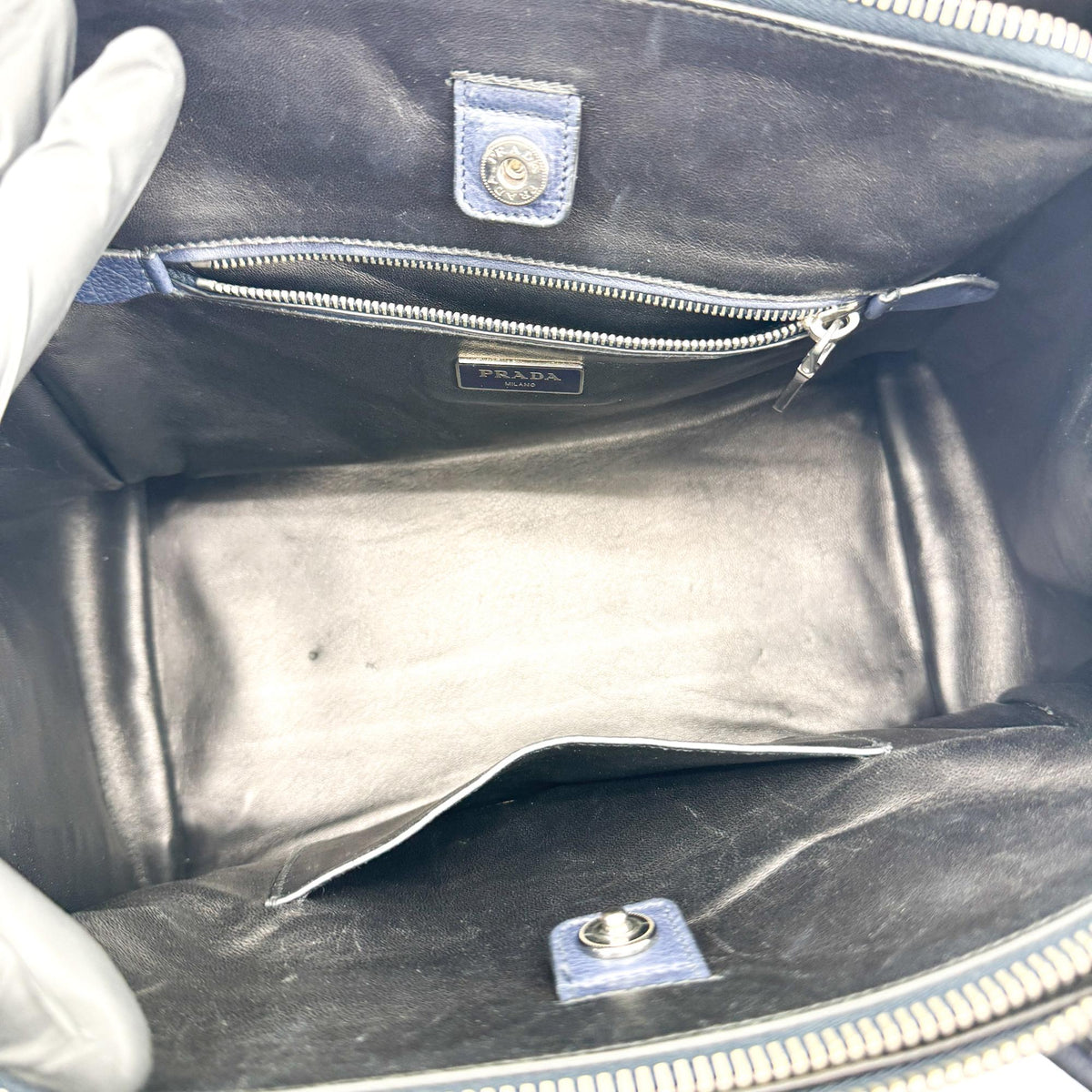 Prada Twin Pocket Convertible Leather Black Leather Tote Bag Bag (Pre-Owned)