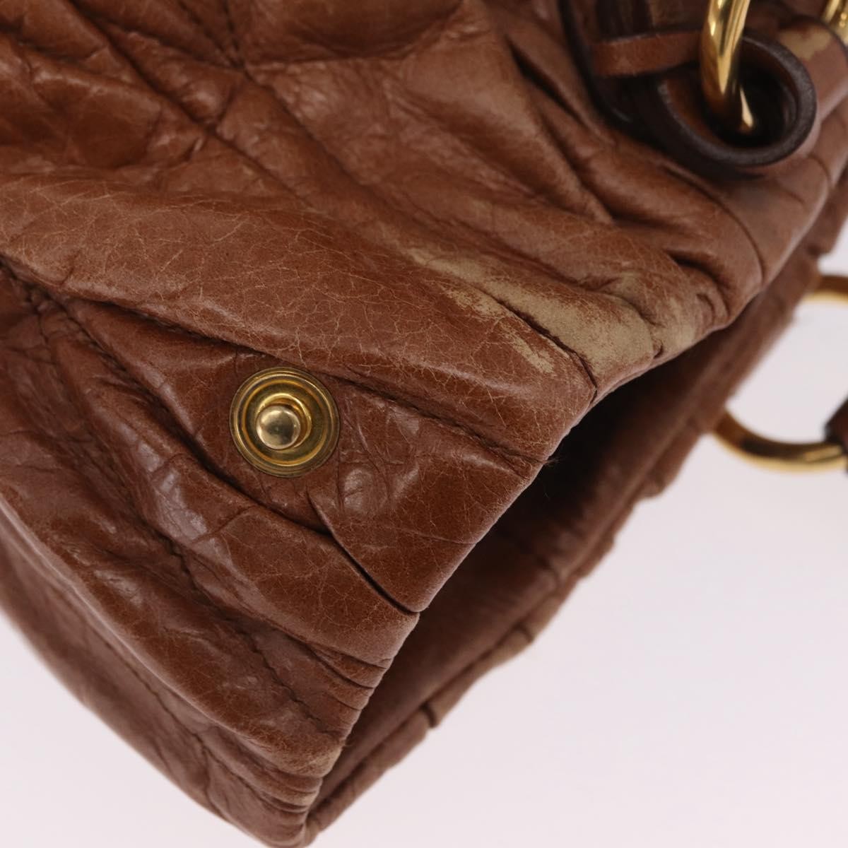 Miu Miu Coffer Satchel Matelasse Leather Brown Leather Handbag (Pre-Owned)