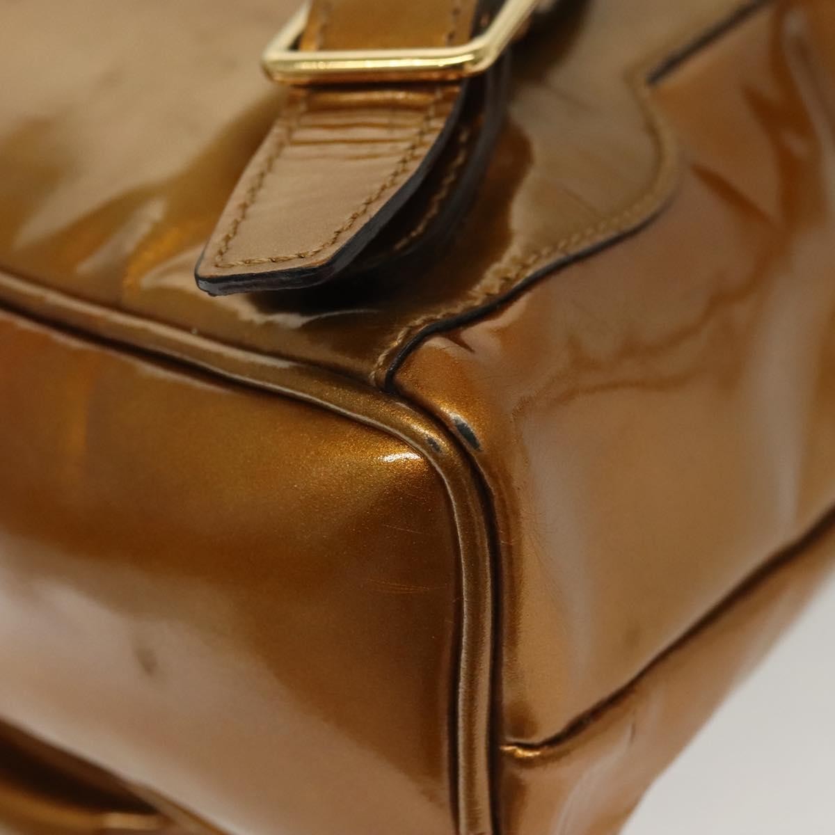 Gucci Vintage Bamboo Patent Gold Patent_Leather Bag (Pre-Owned)