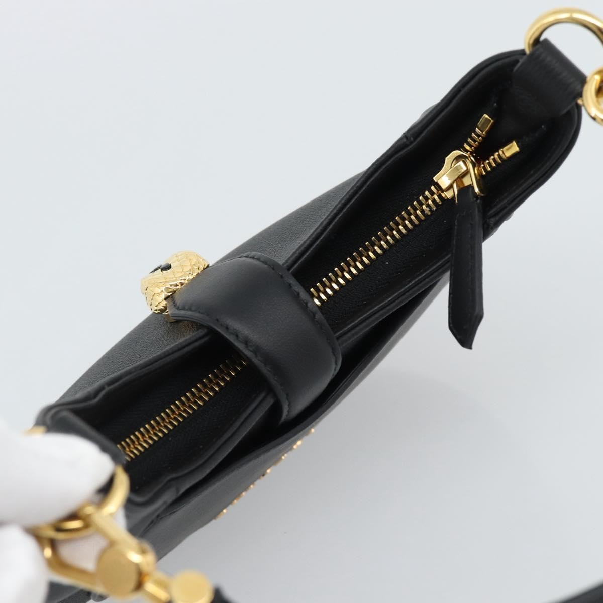 Bvlgari Serpenti Ellipse Leather Black Leather Shoulder Bag Bag (Pre-Owned)