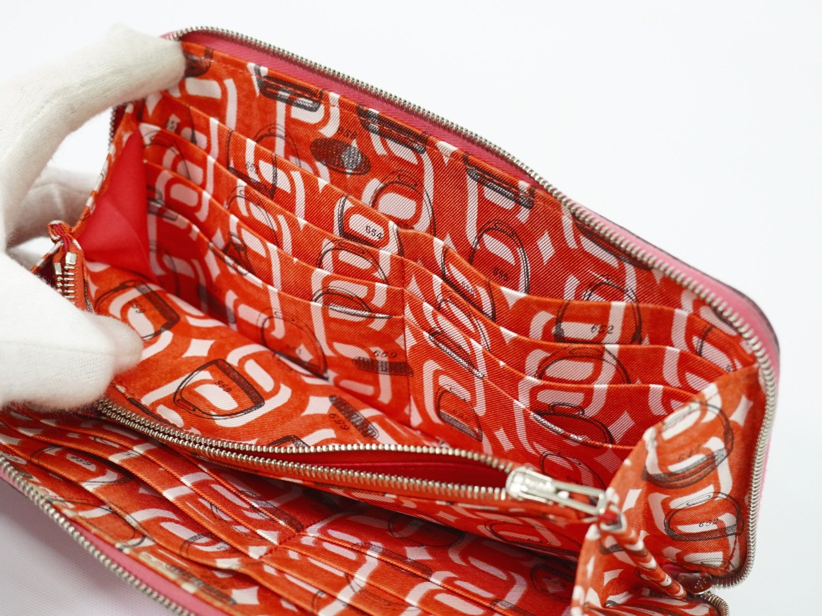 Hermes Azap Zip Around Silk'in Leather Pink Leather Wallets Accessory (Pre-Owned)