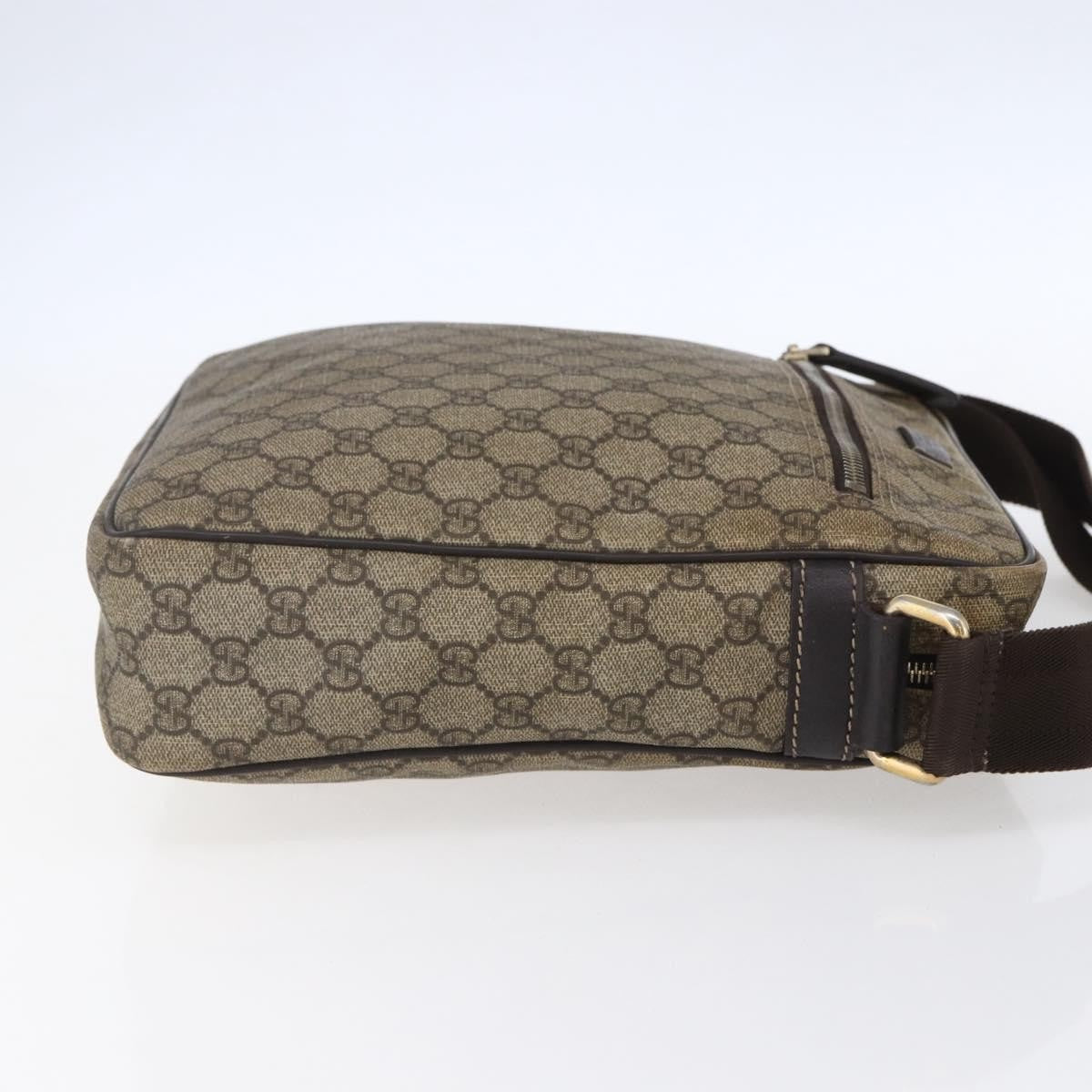 Gucci Front Zip Messenger Gg Coated Canvas Brown Canvas Shoulder Bag Bag (Pre-Owned)