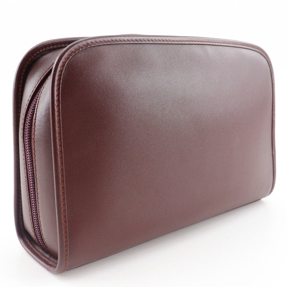 Cartier Vintage Must De Cartier Leather Burgundy Leather Clutche & Pouche Bag (Pre-Owned)
