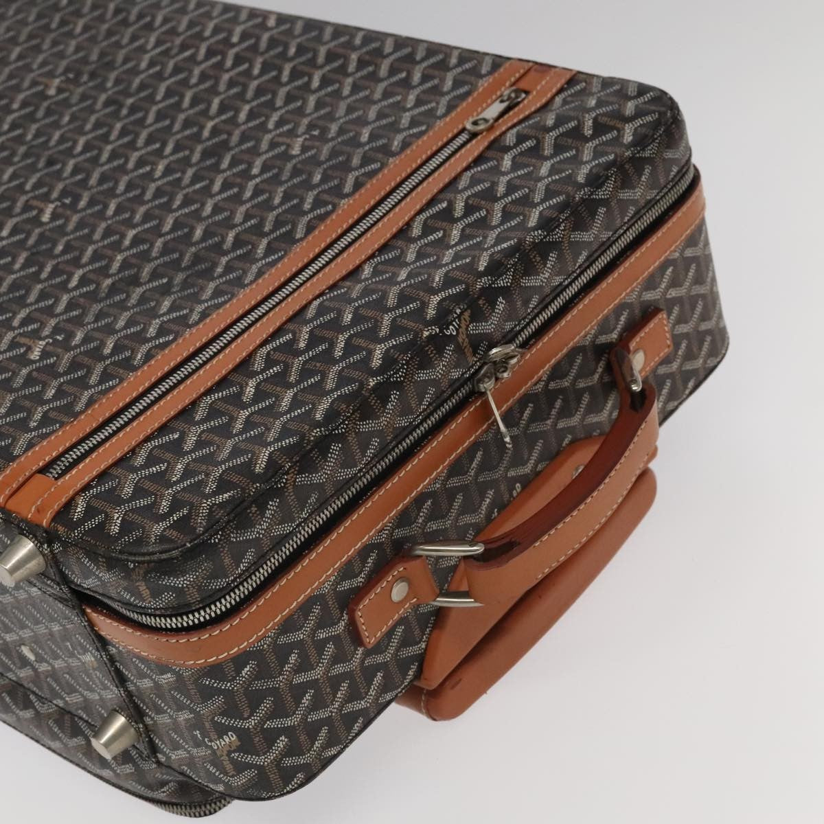 Goyard Bourget Trolley Rolling Luggage Coated Canvas Brown Pvc Travel Bag Bag (Pre-Owned)