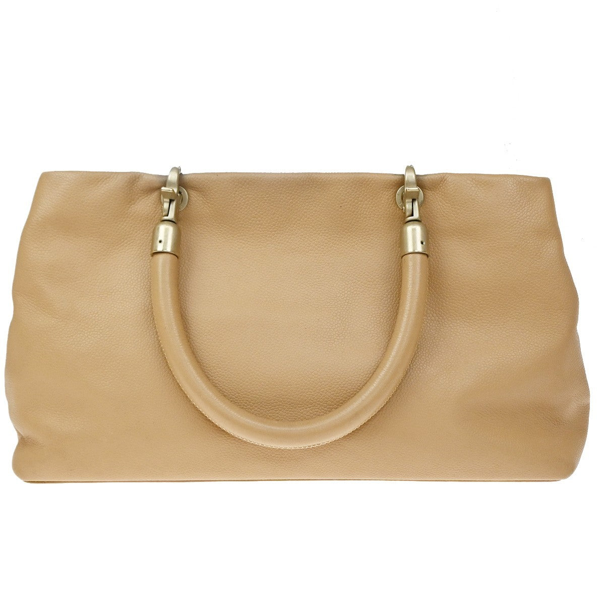 Chanel Vintage Handle Cc Caviar Beige Leather Tote Bag Bag (Pre-Owned)