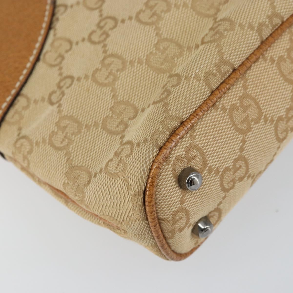Gucci Vintage Ring Tote Gg Canvas With Leather Beige Canvas Tote Bag Bag (Pre-Owned)