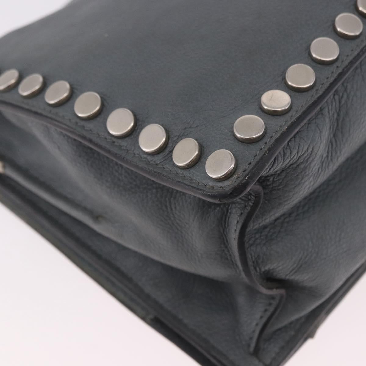 Prada Etiquette Flap Studded Glace Calfskin Gray Leather Shoulder Bag Bag (Pre-Owned)