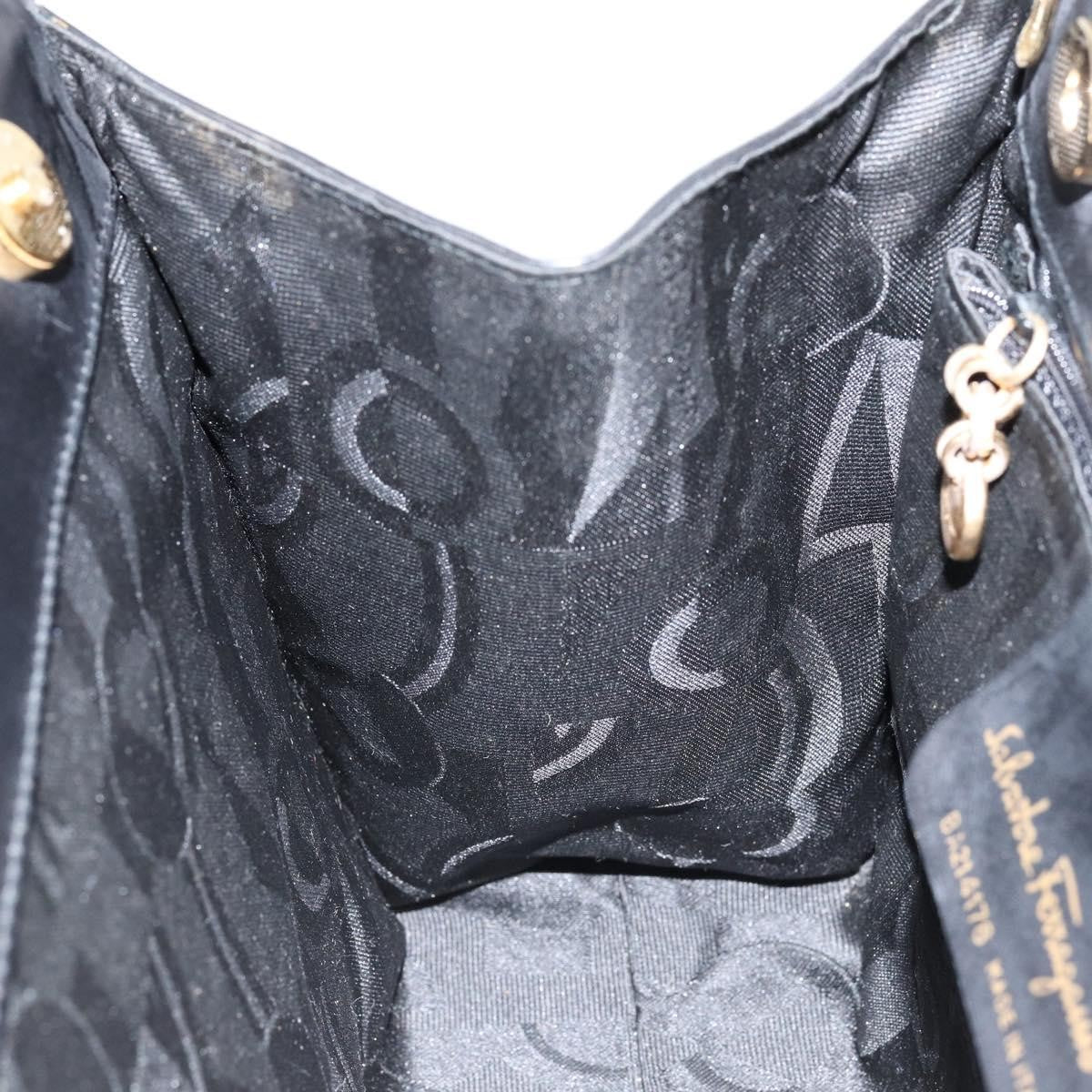 Salvatore Ferragamo Convertible Vara Bow Leather Black Leather Handbag (Pre-Owned)