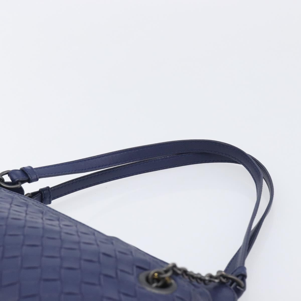 Bottega Veneta Compartment Chain Intrecciato Nappa Blue Leather Shoulder Bag Bag (Pre-Owned)
