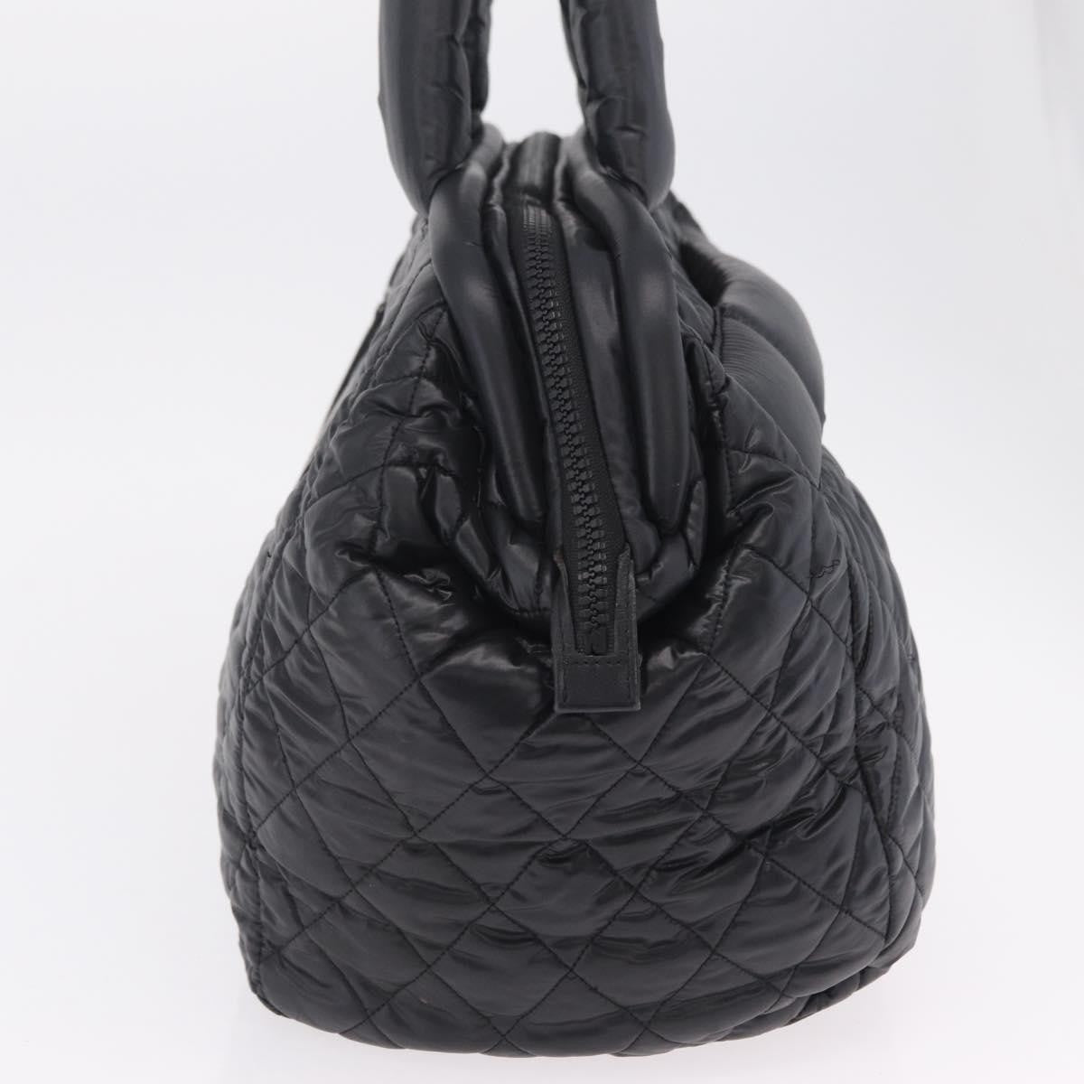 Chanel Coco Cocoon Bowling Quilted Nylon Black Nylon Handbag (Pre-Owned)
