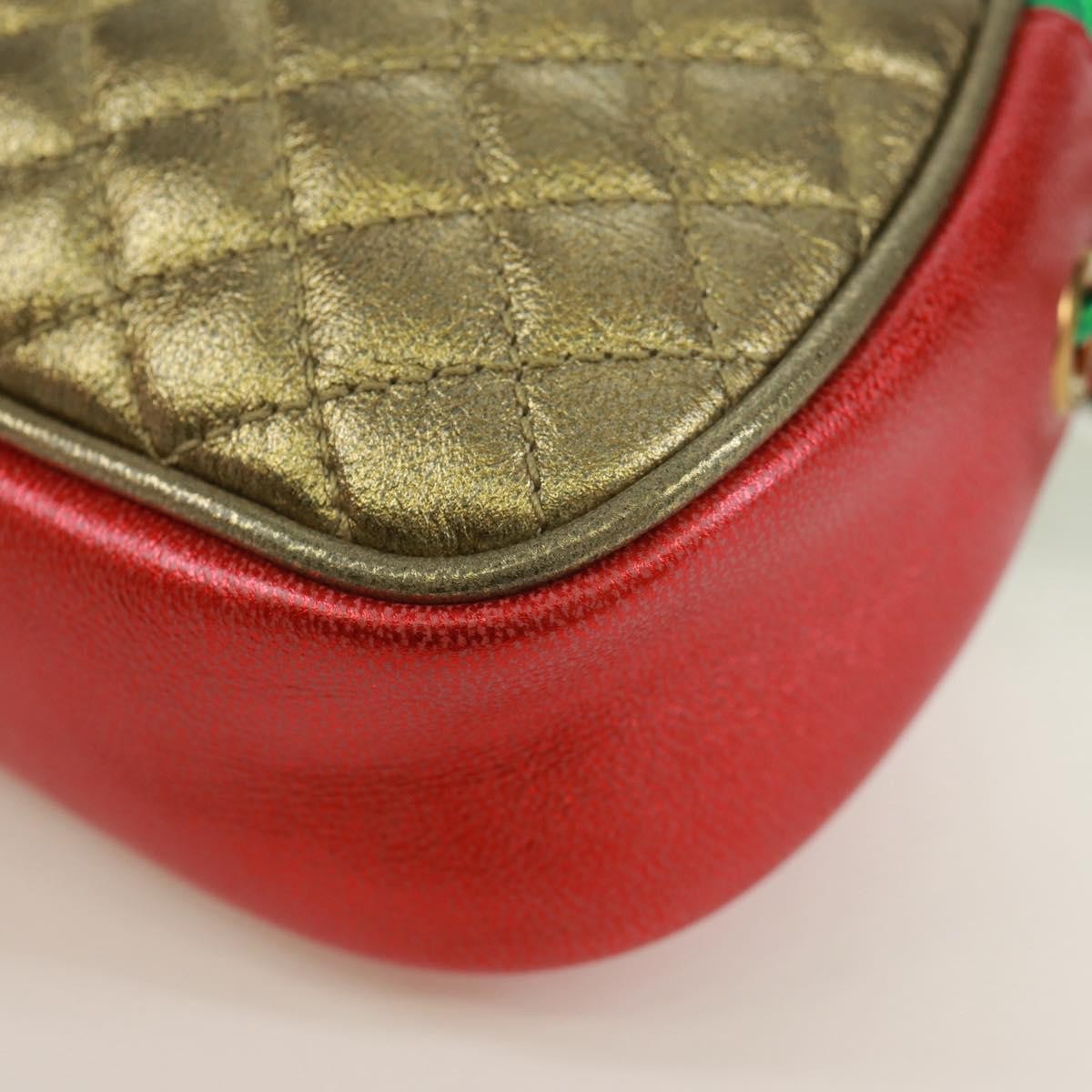 Gucci Trapuntata Camera Quilted Laminated Leather Red Leather Shoulder Bag Bag (Pre-Owned)