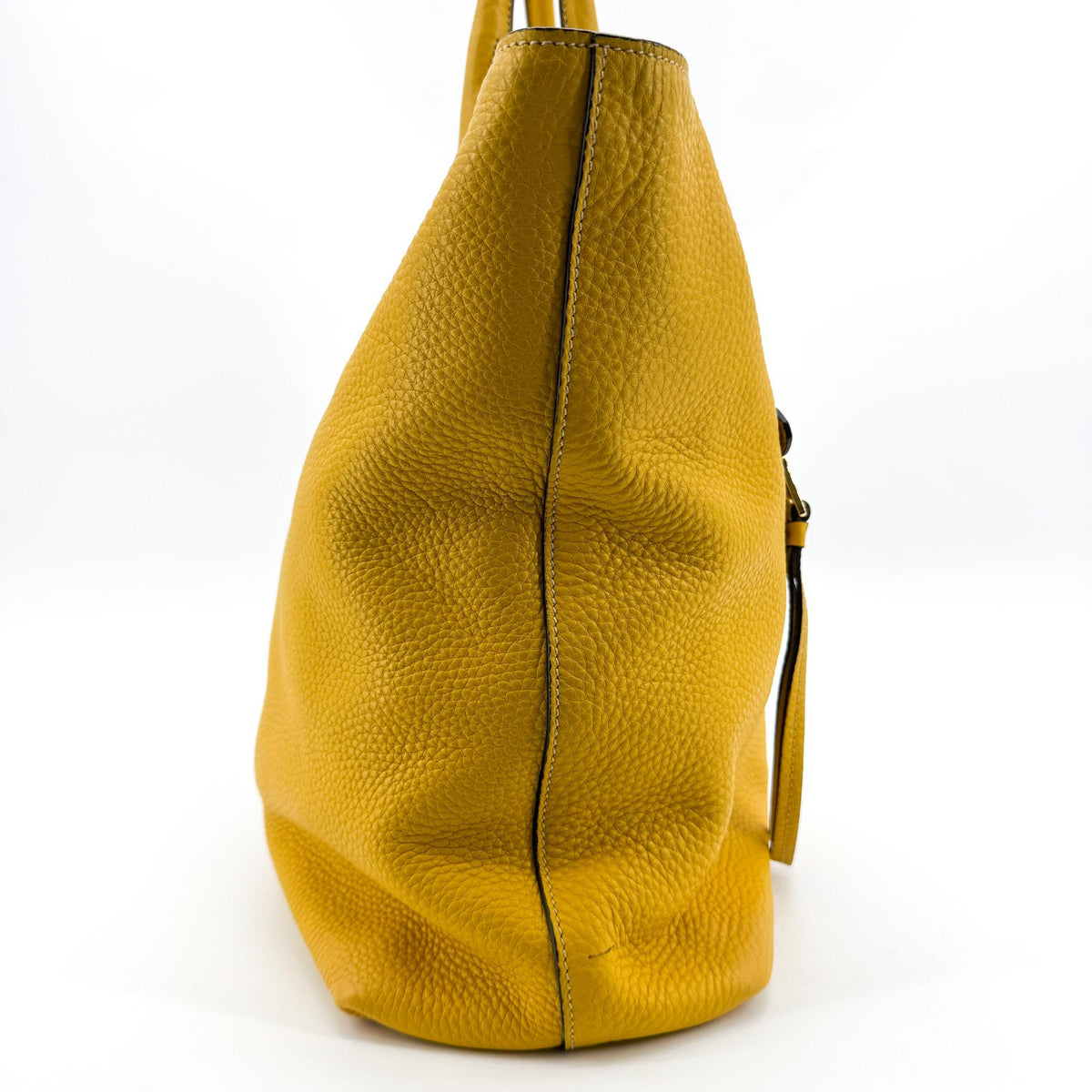 Prada Front Pocket Convertible Tote Leather Yellow Leather Tote Bag Bag (Pre-Owned)