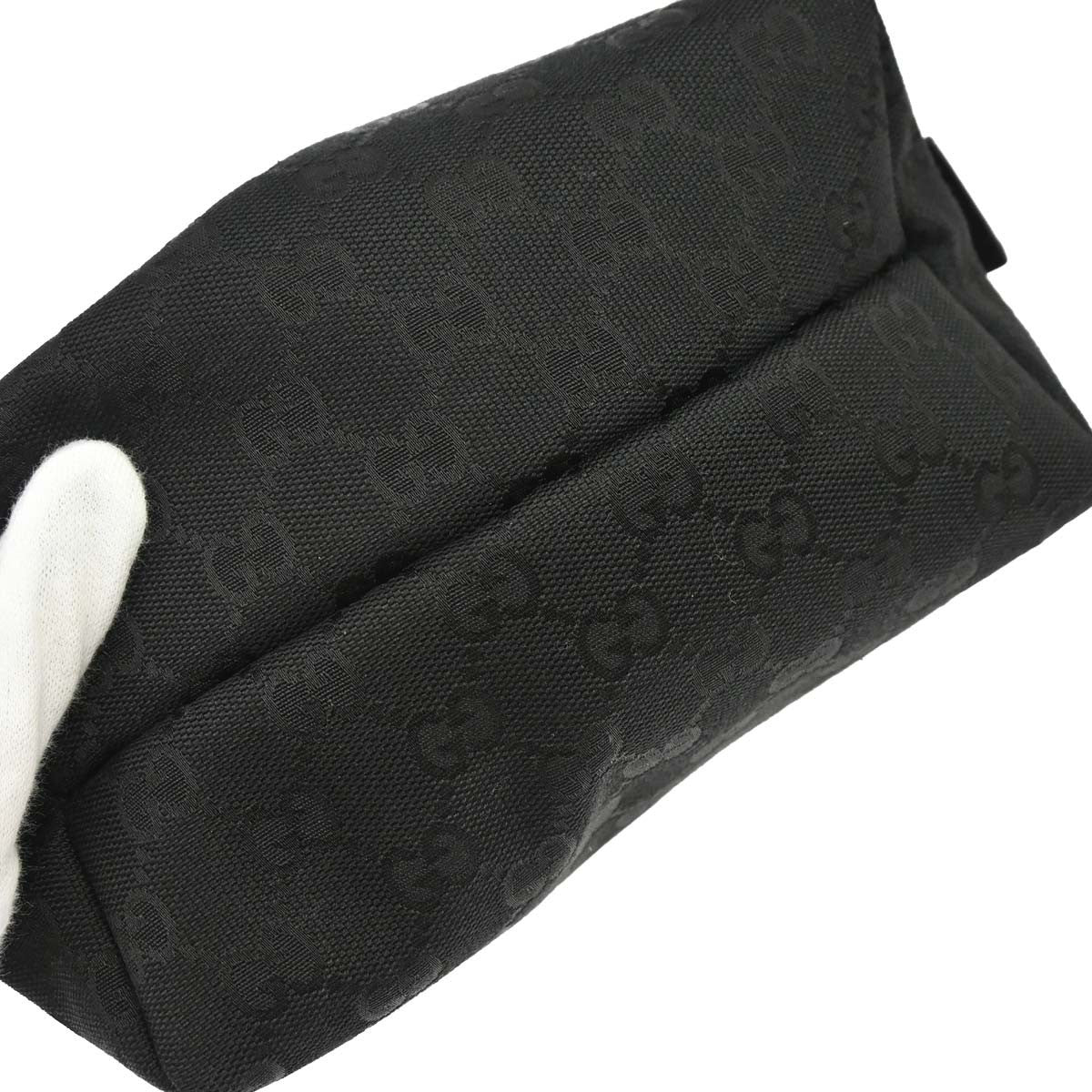 Gucci Zip Around Bowling Gg Canvas Black Canvas Handbag (Pre-Owned)