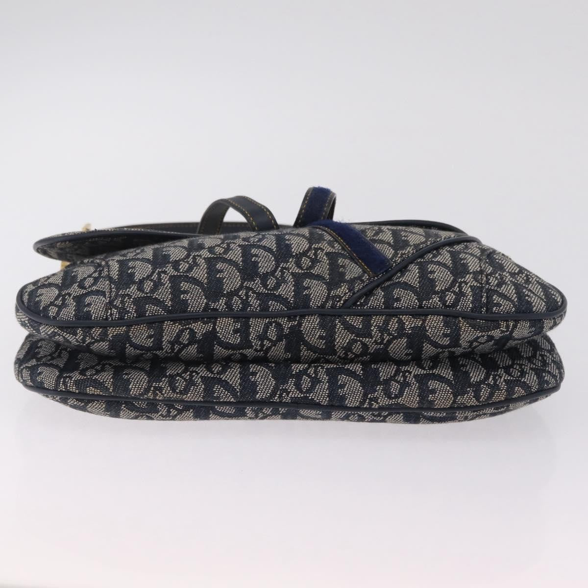 Christian Dior Vintage Double Saddle Diorissimo Canvas Navy Canvas Handbag (Pre-Owned)