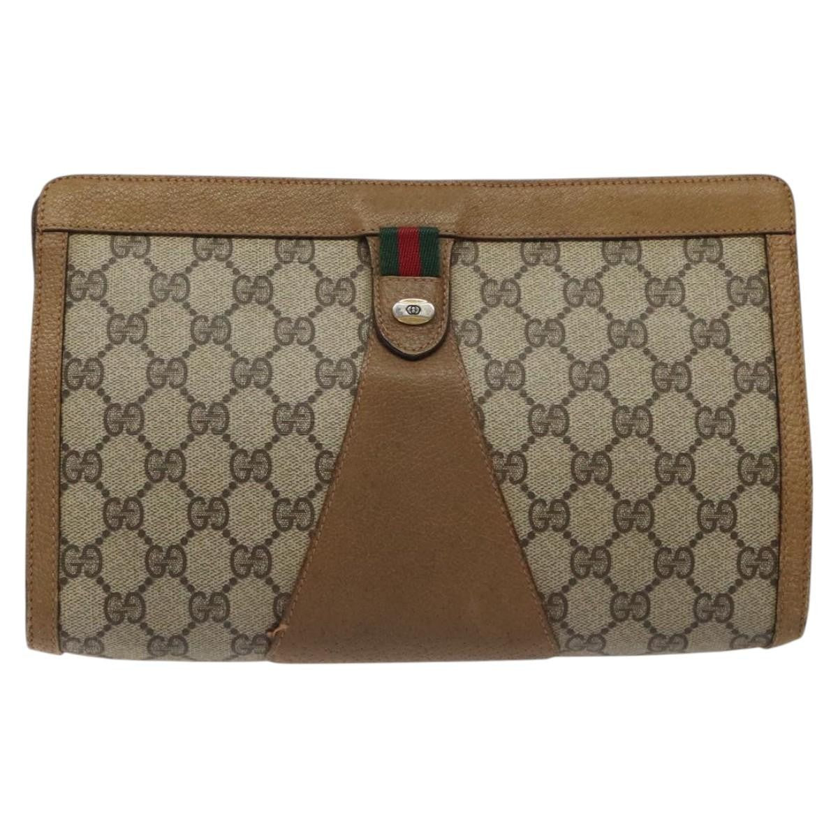 Gucci Sherry Line Canvas Beige Canvas Clutche & Pouche Bag (Pre-Owned)