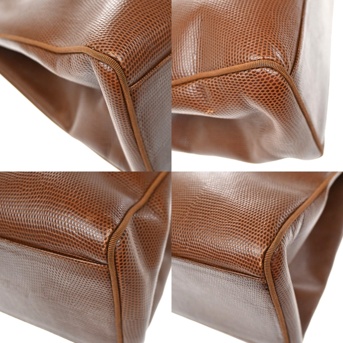 Salvatore Ferragamo Vala Tote Embossed Leather Brown Leather Tote Bag Bag (Pre-Owned)