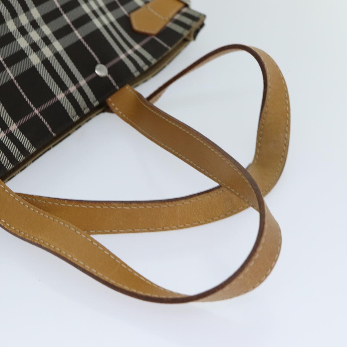 Burberry Nova Check Blue Label Nylon Brown Nylon Tote Bag Bag (Pre-Owned)