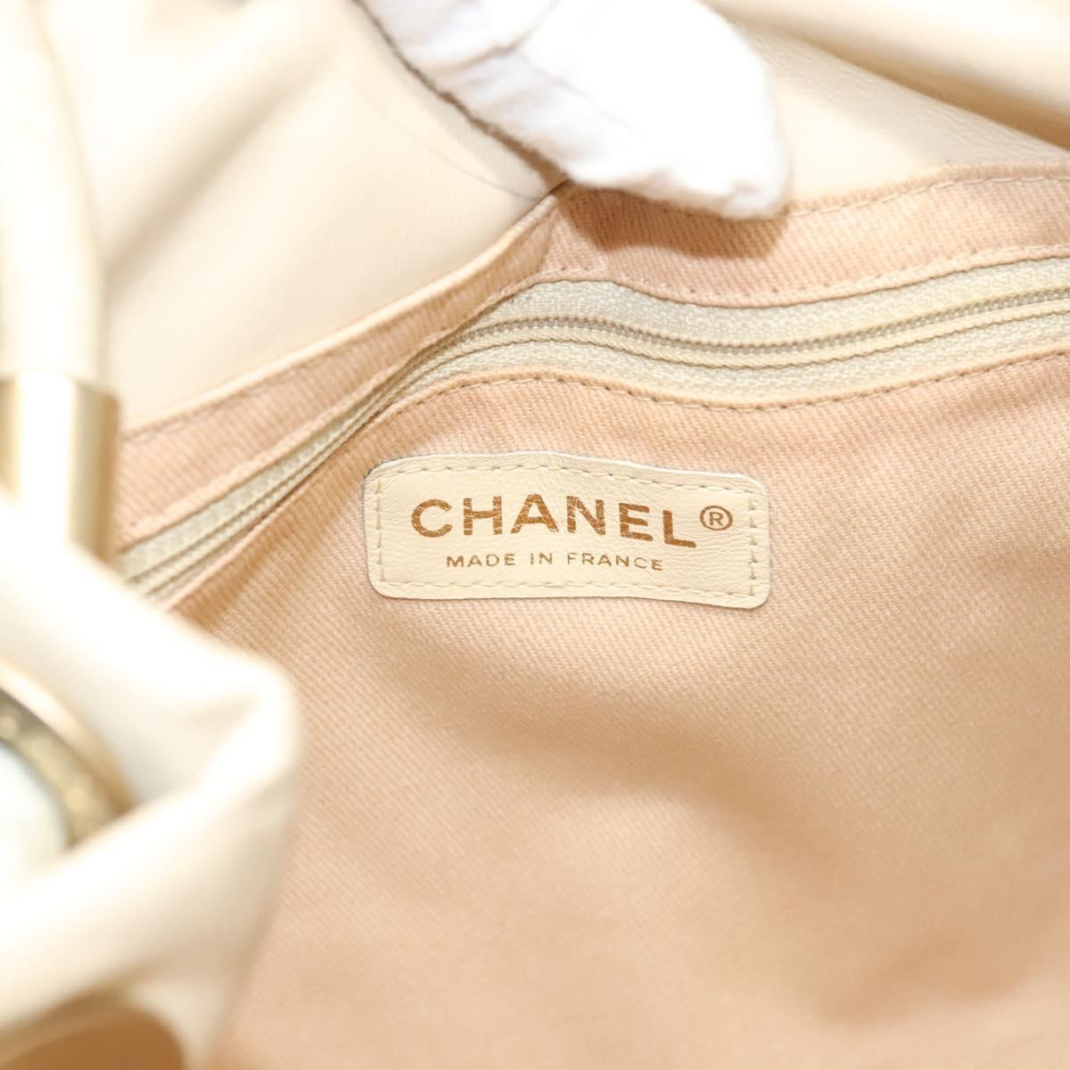 Chanel Camellia Tote Leather Beige Leather Tote Bag Bag (Pre-Owned)