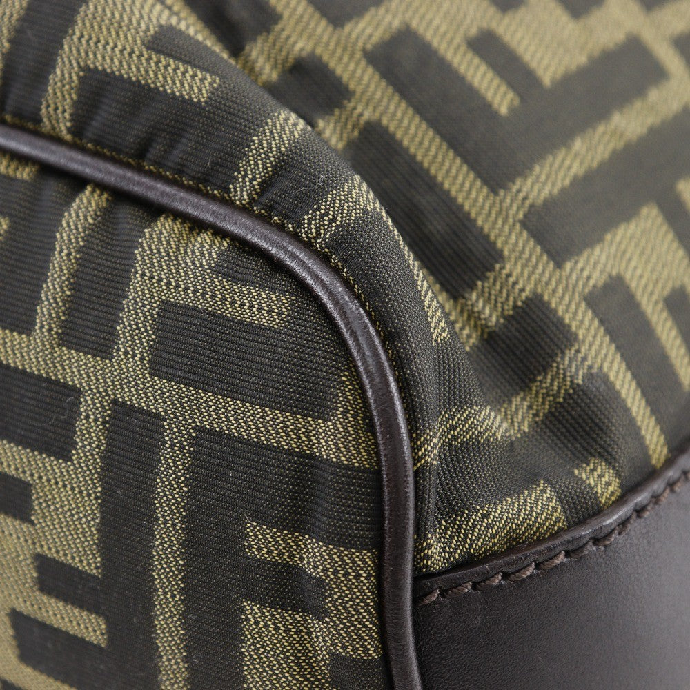 Fendi Logo Zucca Zucca Brown Canvas Shoulder Bag Bag (Pre-Owned)
