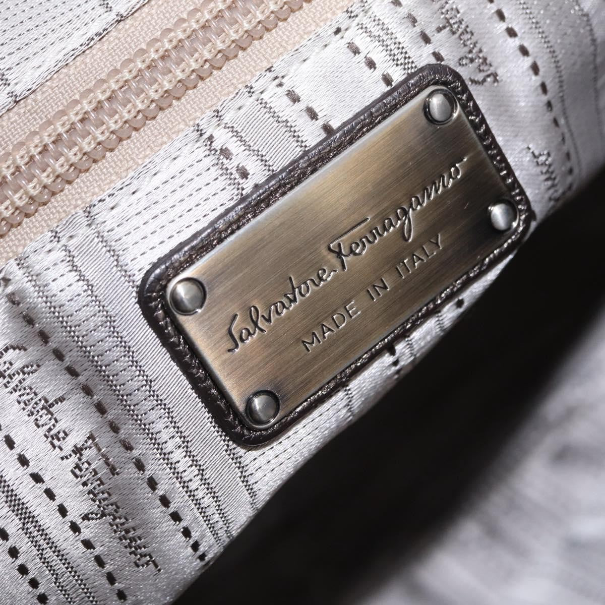 Salvatore Ferragamo Gancini Top Handle Leather Silver Leather Handbag (Pre-Owned)