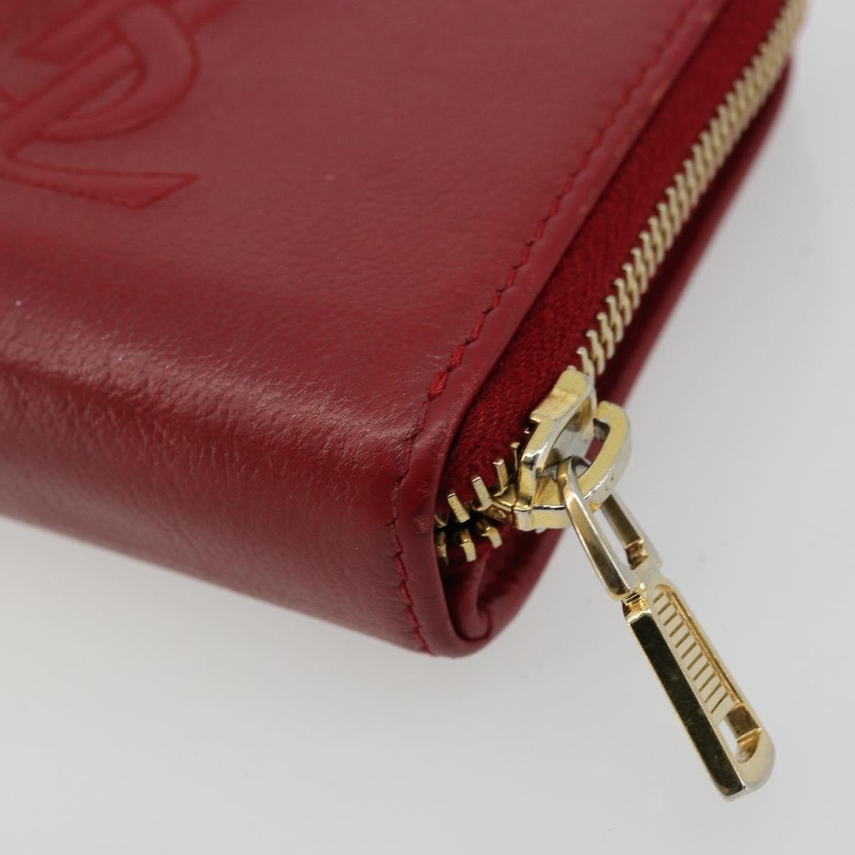 Saint Laurent Zipped Bifold Leather Red Leather Wallets Accessory (Pre-Owned)