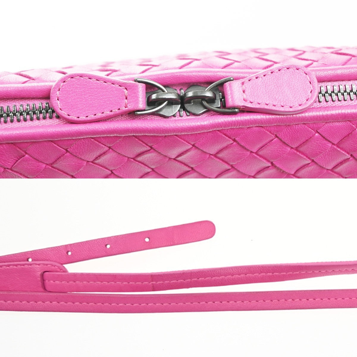 Bottega Veneta Nodini Intrecciato Nappa Pink Leather Shoulder Bag Bag (Pre-Owned)