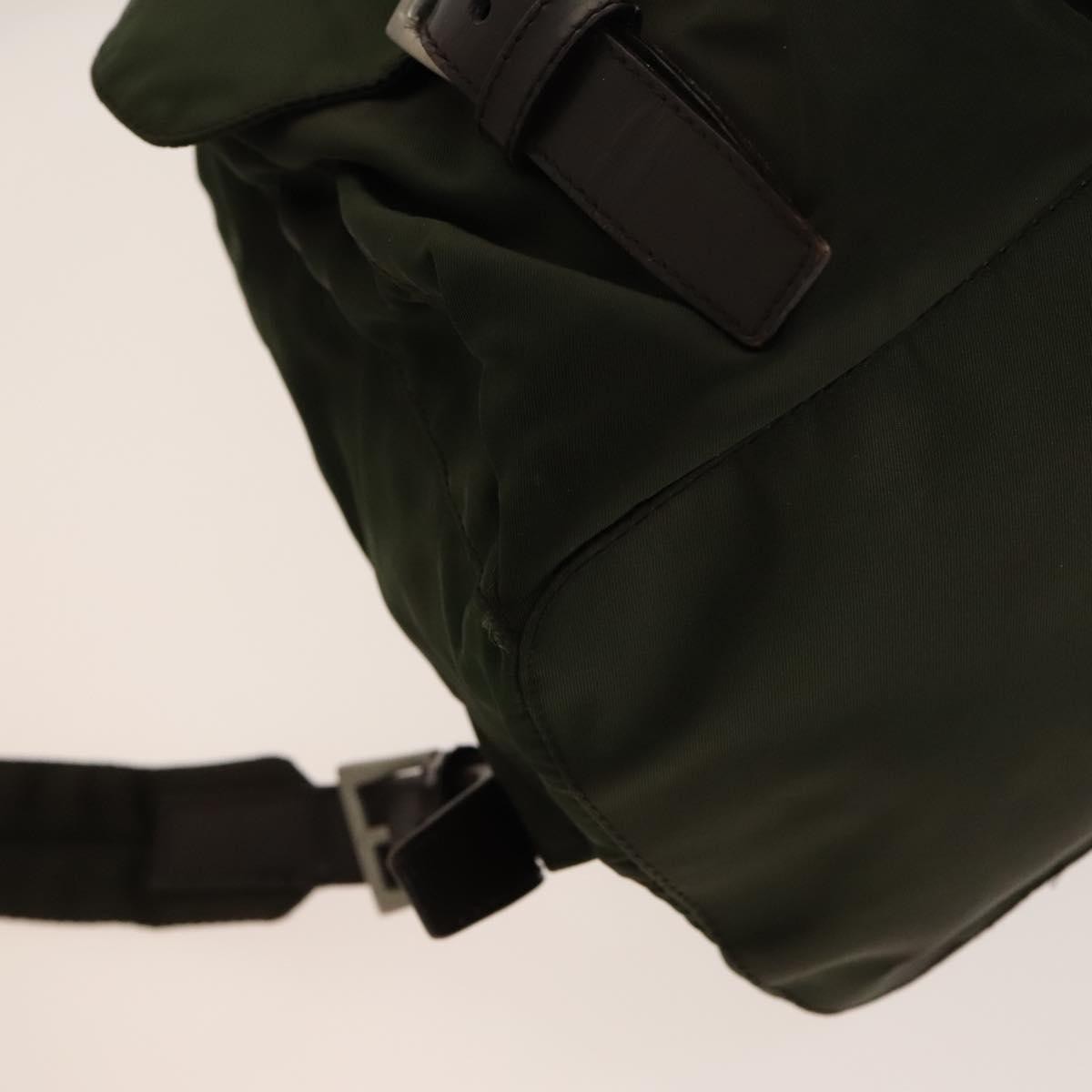 Prada Vela Double Front Pocket Tessuto With Saffiano Leather Khaki Nylon Backpack Bag (Pre-Owned)