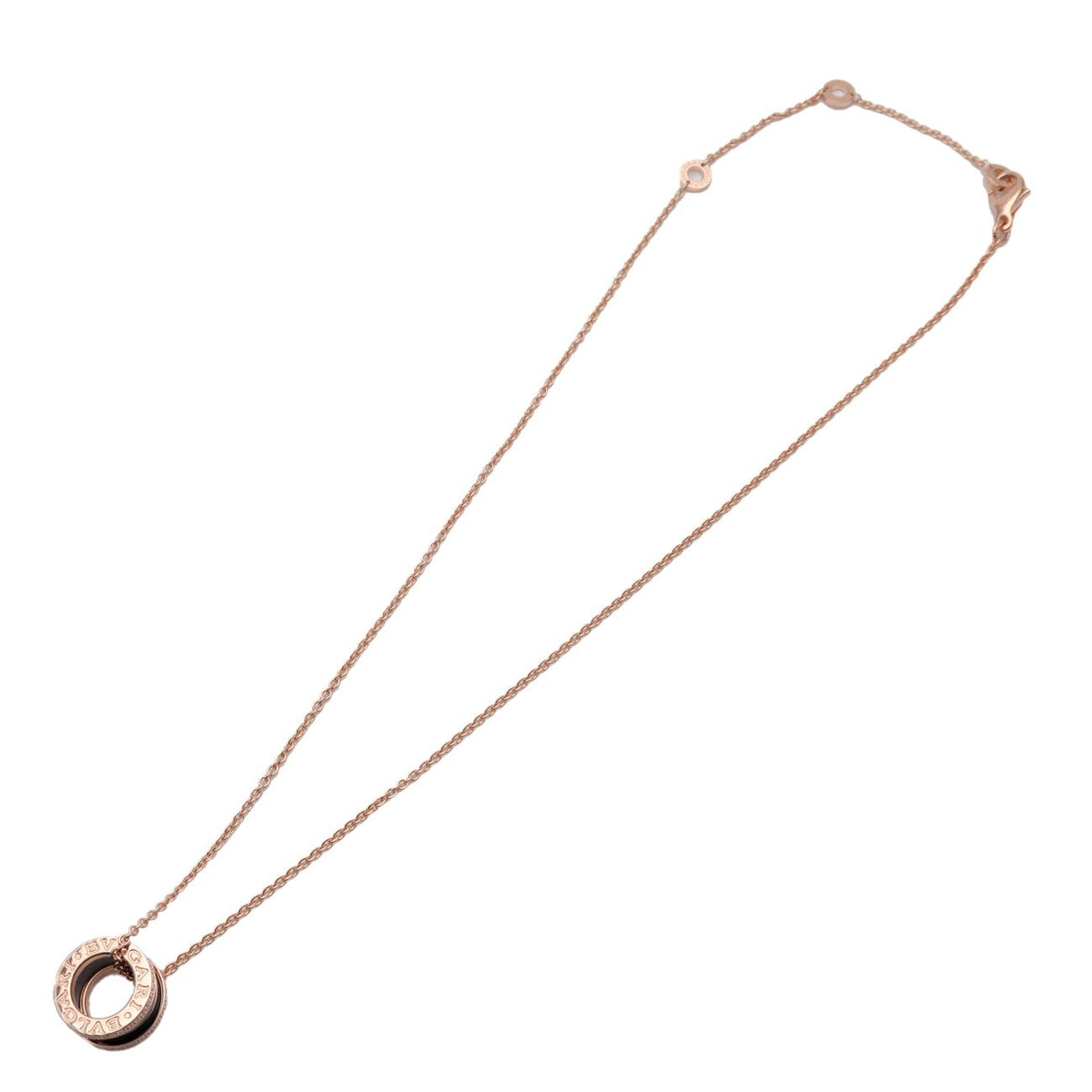 Bvlgari B.Zero1 Pendant 18K Rose Gold And Ceramic With Diamonds Pink Rose_Gold Necklace Jewelry (Pre-Owned)