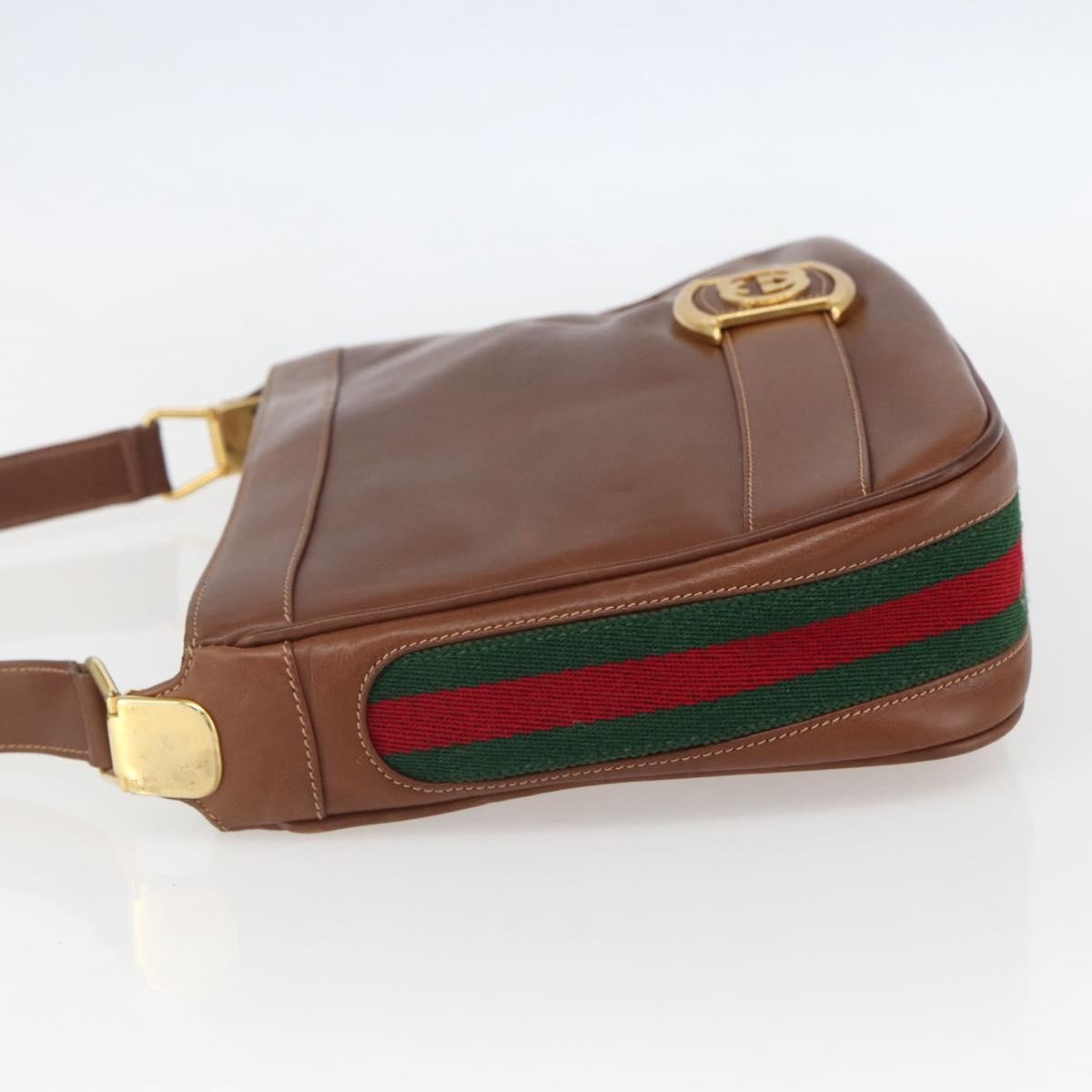 Gucci Sherry Line Shoulder Leather Brown Leather Shoulder Bag Bag (Pre-Owned)