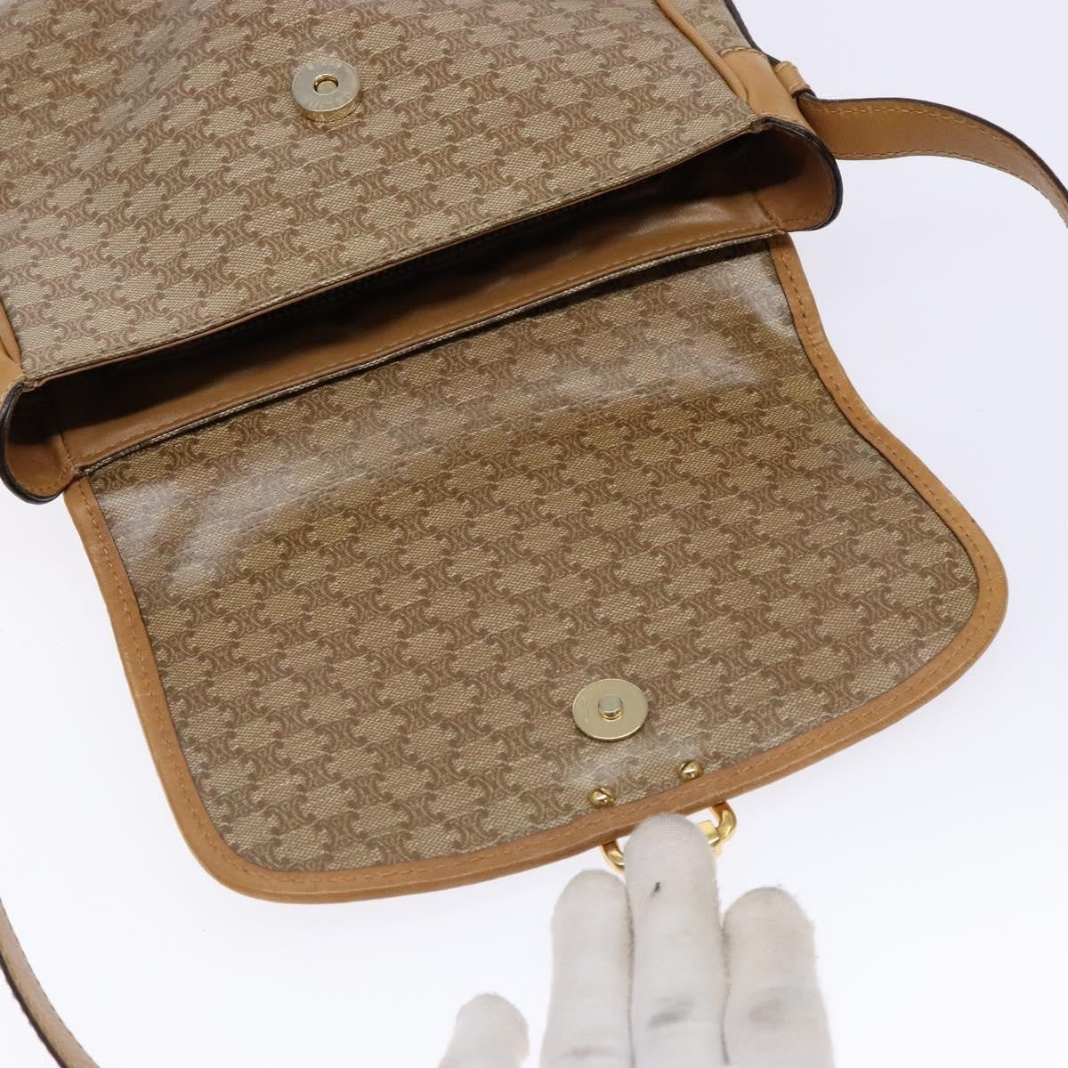 Celine Macadam Shoulder Pvc Leather Beige Canvas Bag (Pre-Owned)